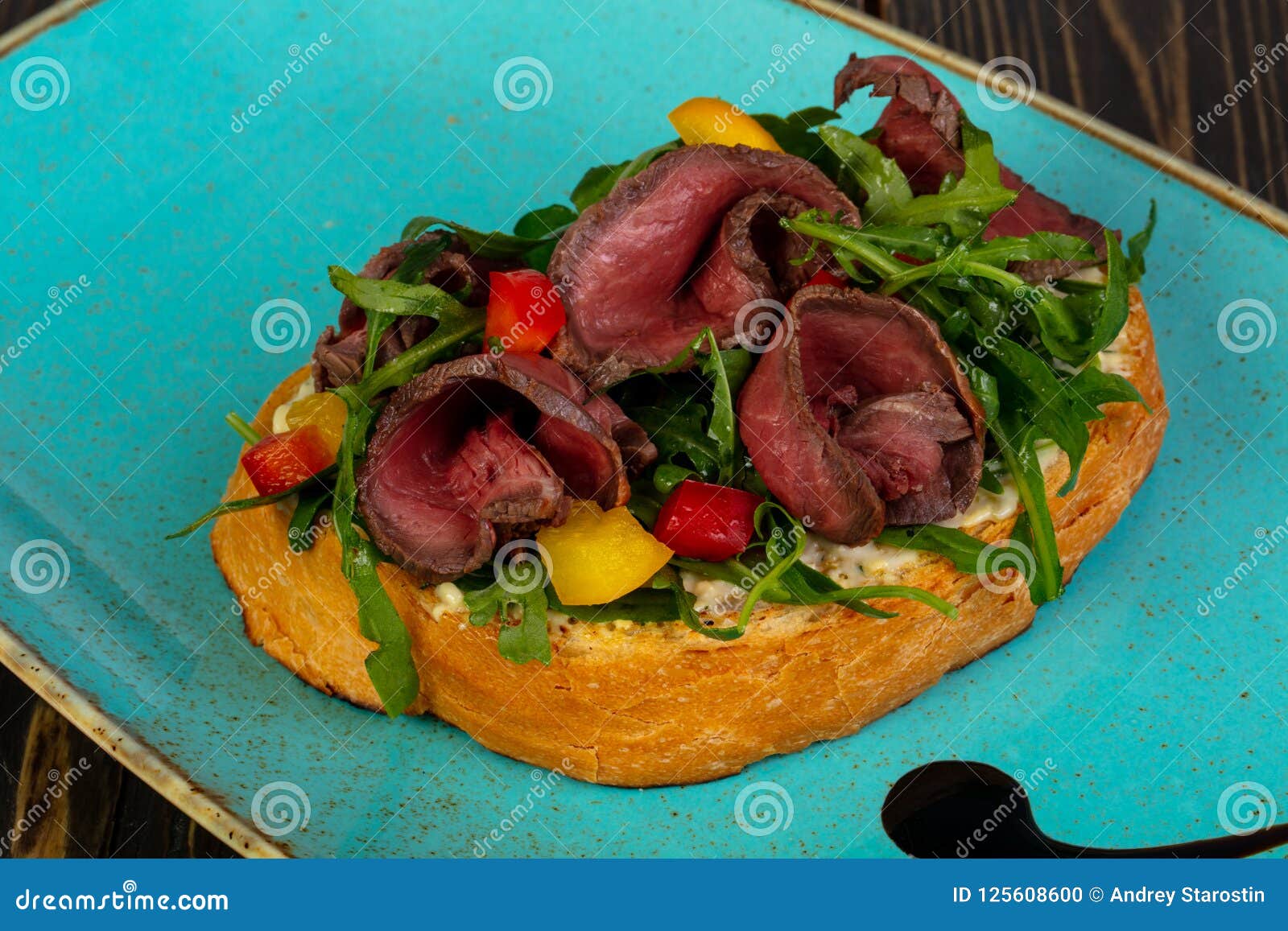 Bruschetta with roastbeef stock photo. Image of canape 125608600