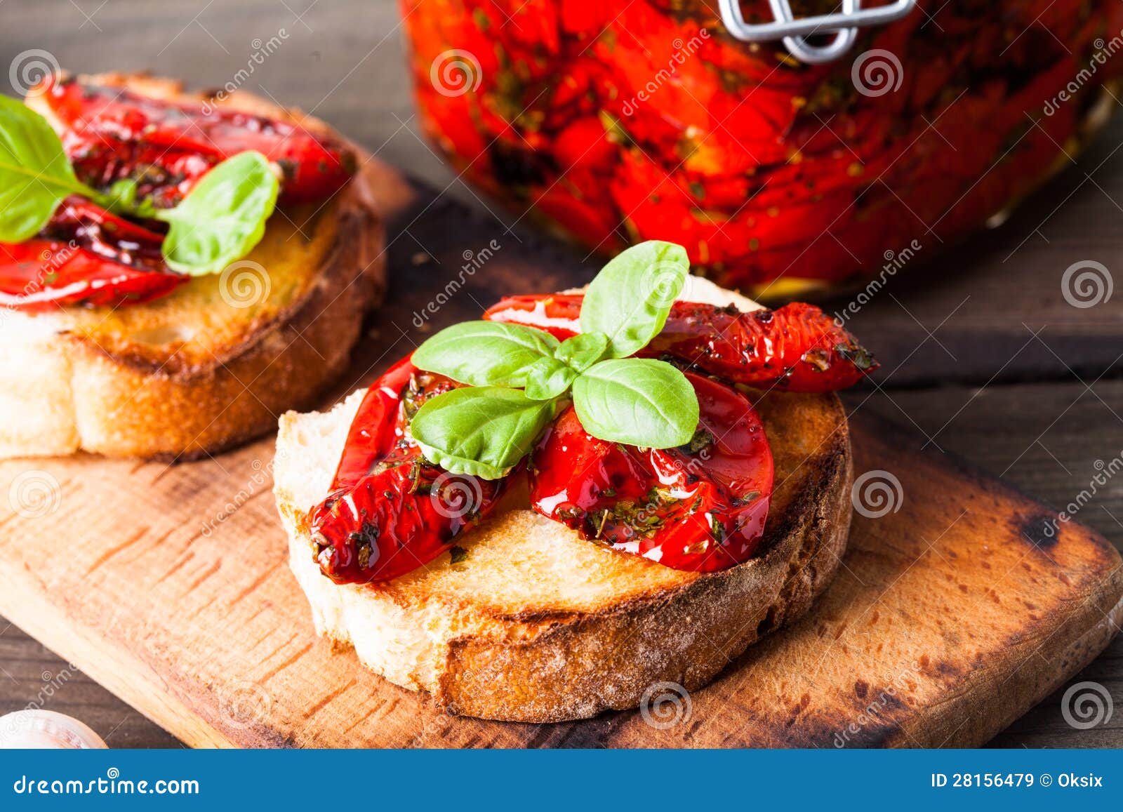Bruschetta with Sun Dried Tomatoes Stock Image Image of food, chopped
