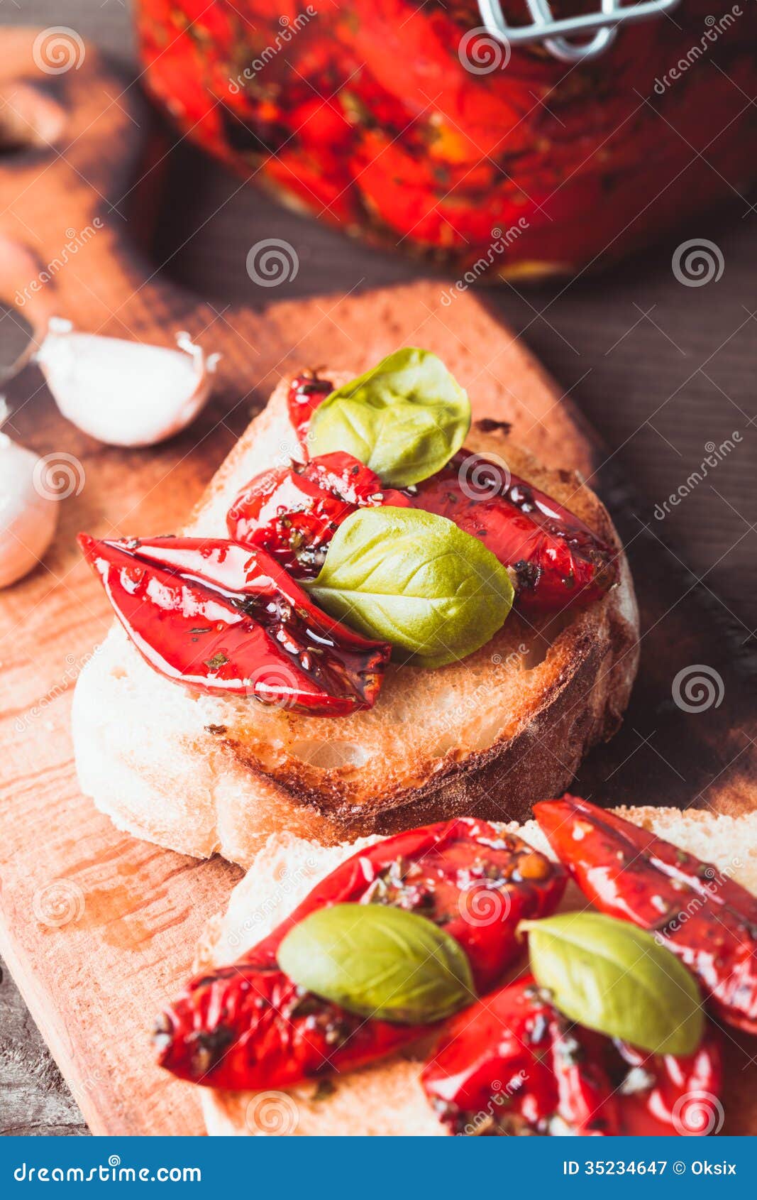 Bruschetta with Sun Dried Tomatoes Stock Image Image of cuisine