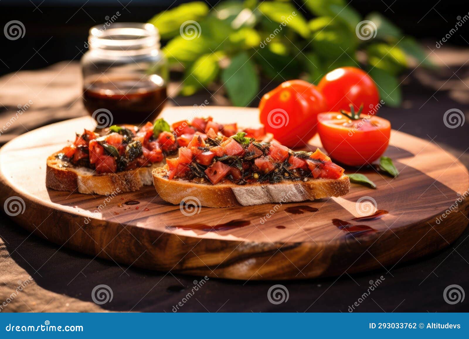 Bruschetta with Truffle Oil Next To Bread Loaf Stock Photo Image of