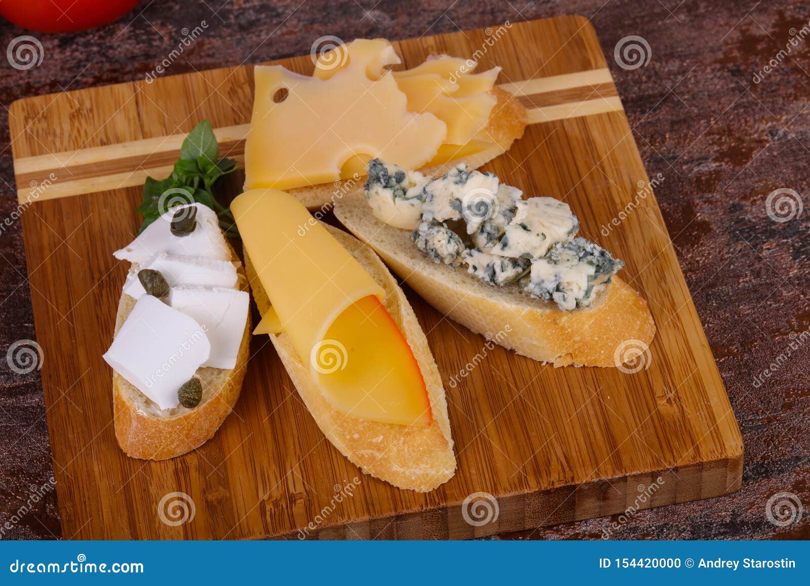 Bruschetta with Various Cheeses Stock Photo Image of capers, cream