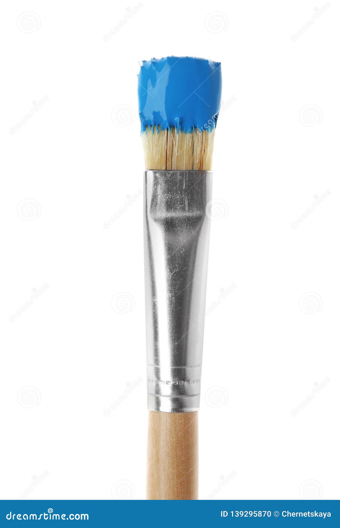 Brush with blue paint stock photo. Image of instrument 139295870