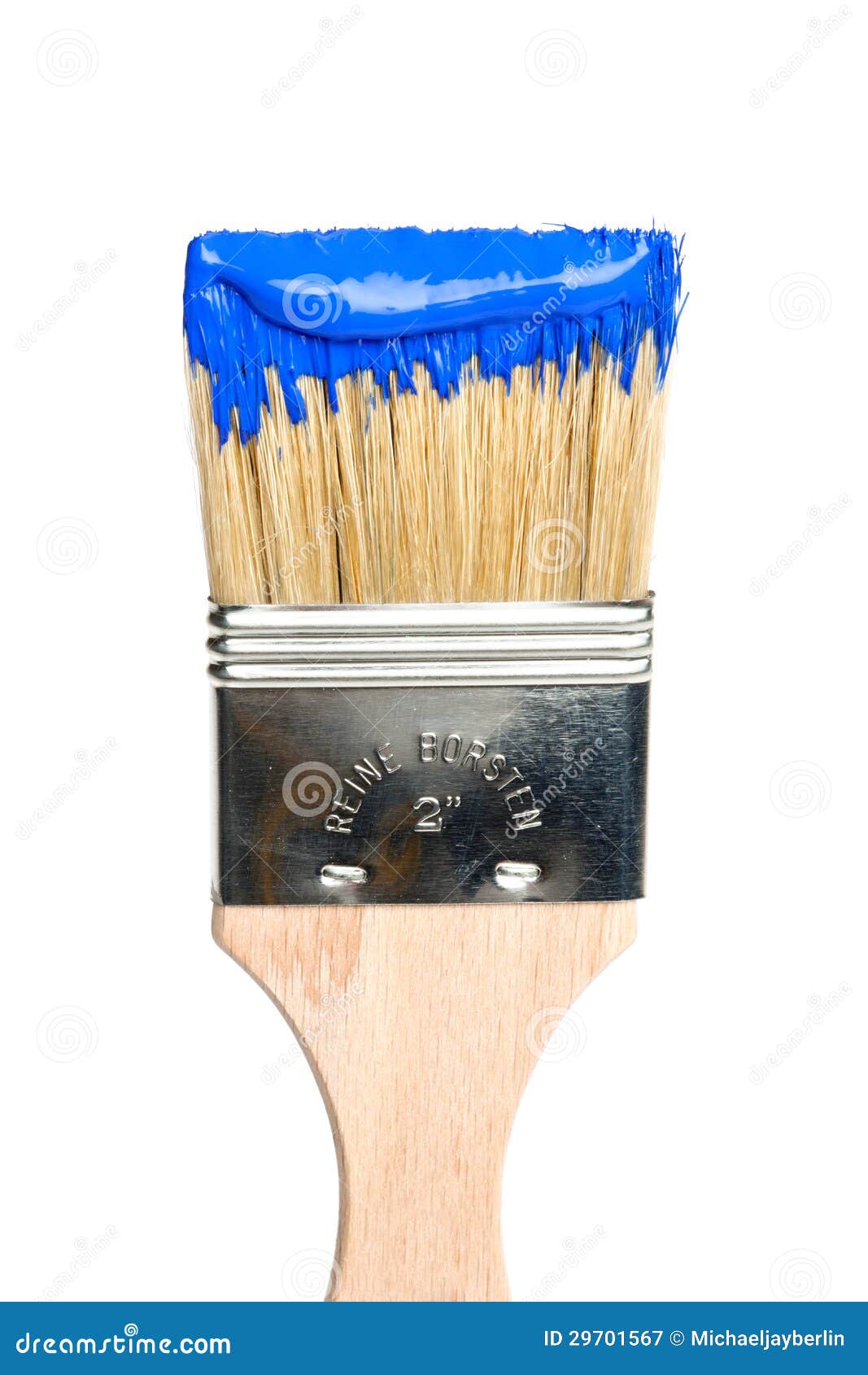 Paint Brush with Blue Paint Stock Image Image of background, color