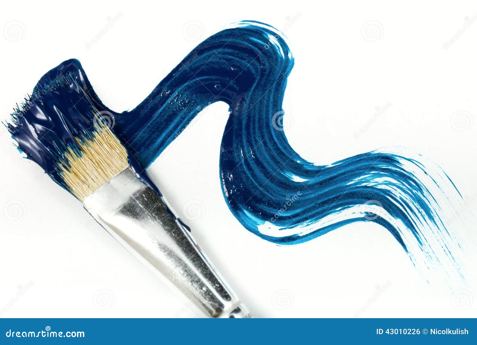Brush with blue paint stock photo. Image of professional 43010226