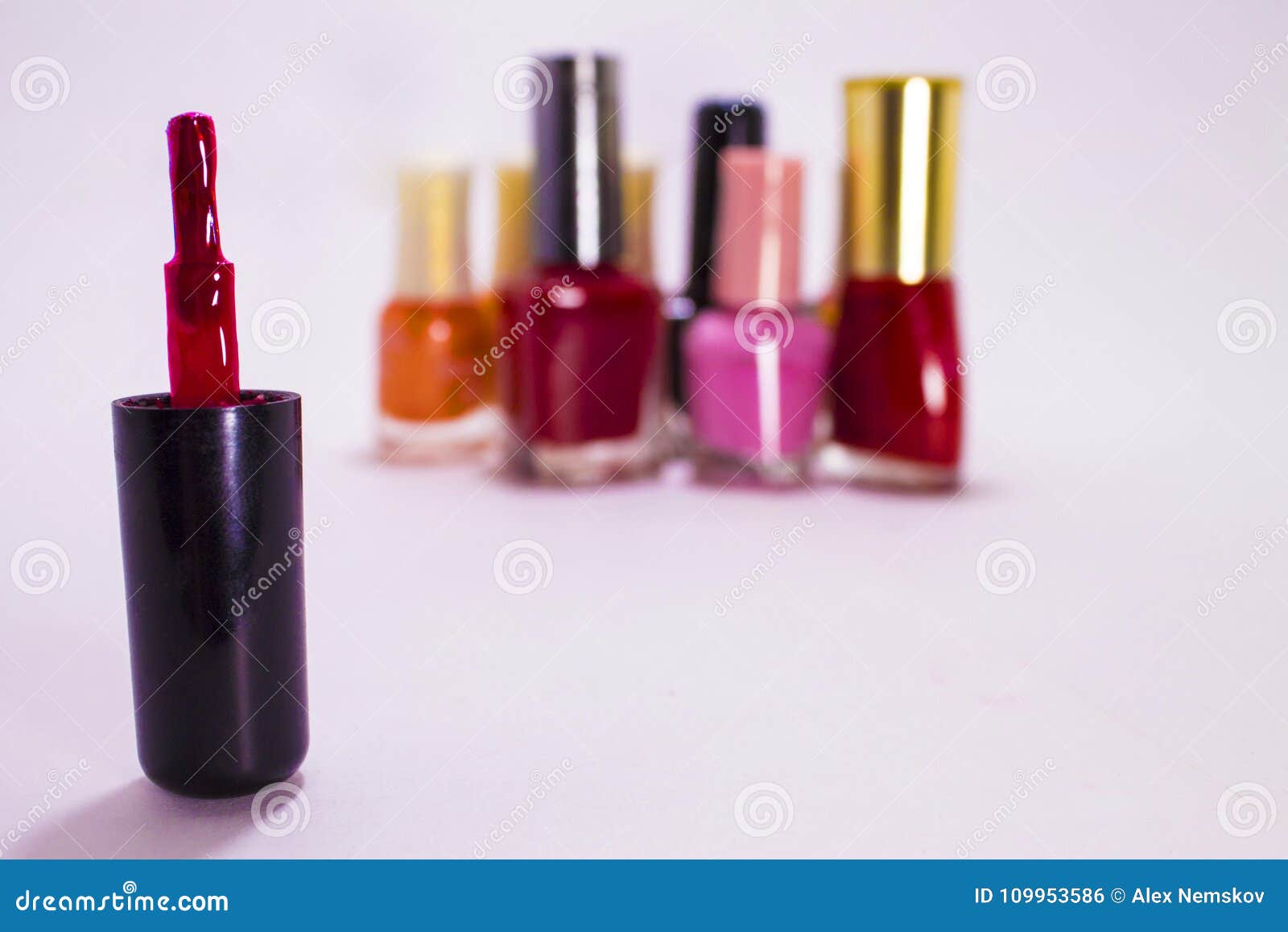 Brush Nail Polish On A Light Background Stock Photo Image of legs