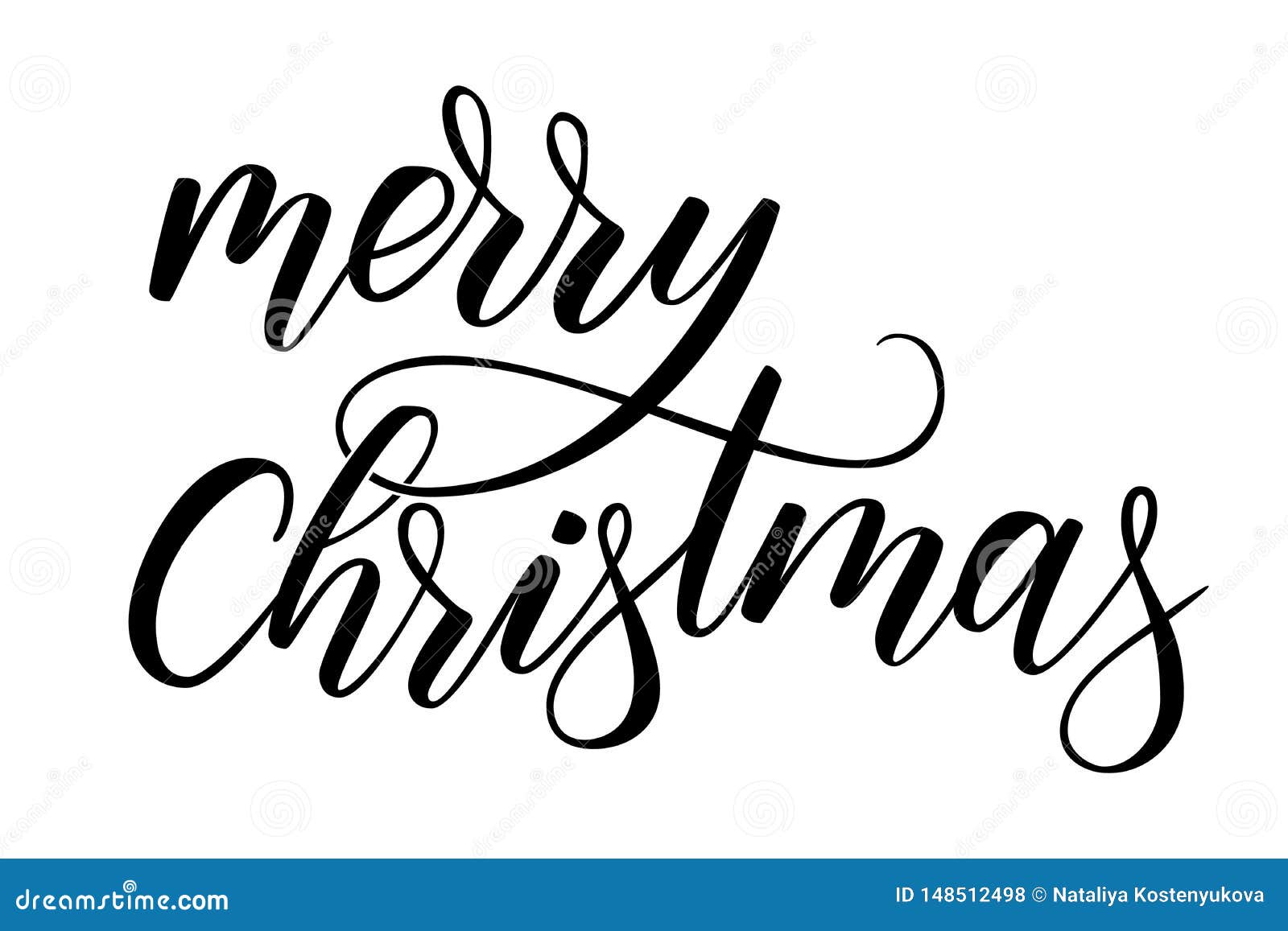 Brush Calligraphy Merry Christmas Stock Vector - Illustration of ...