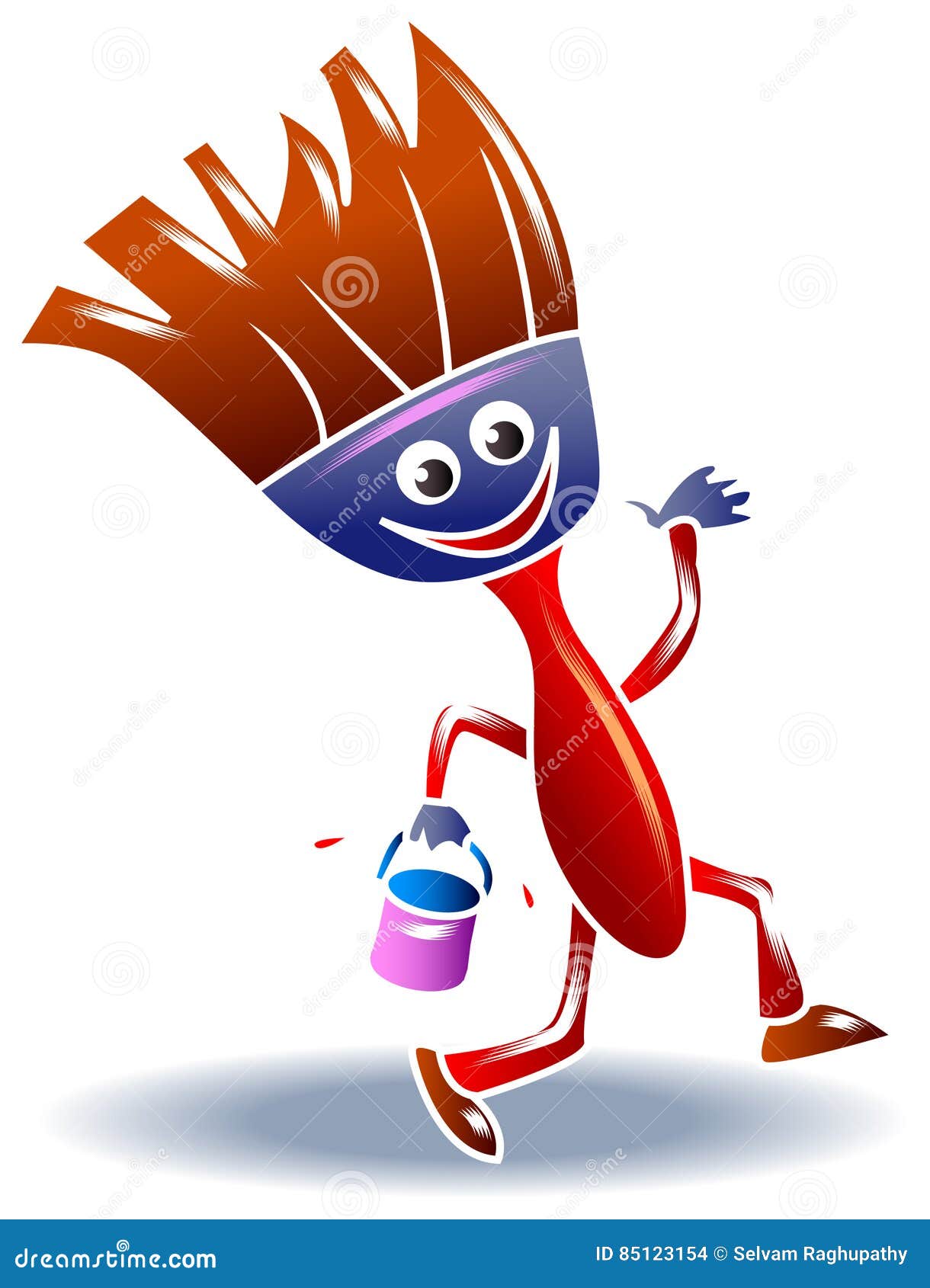 Brush cartoon stock vector. Illustration of painter, container 85123154