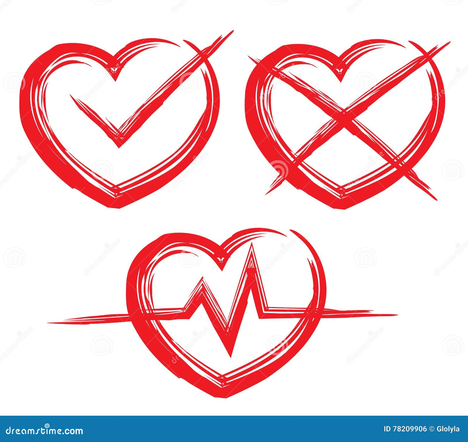 Brush drawing of heart. stock vector. Illustration of handmade 78209906