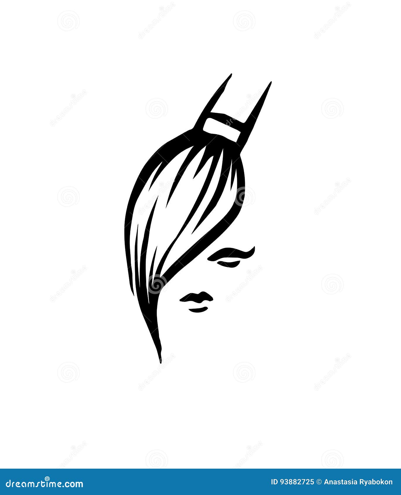 Brush Girl Sketch Logo Stock Vector Illustration Of Lady 93882725