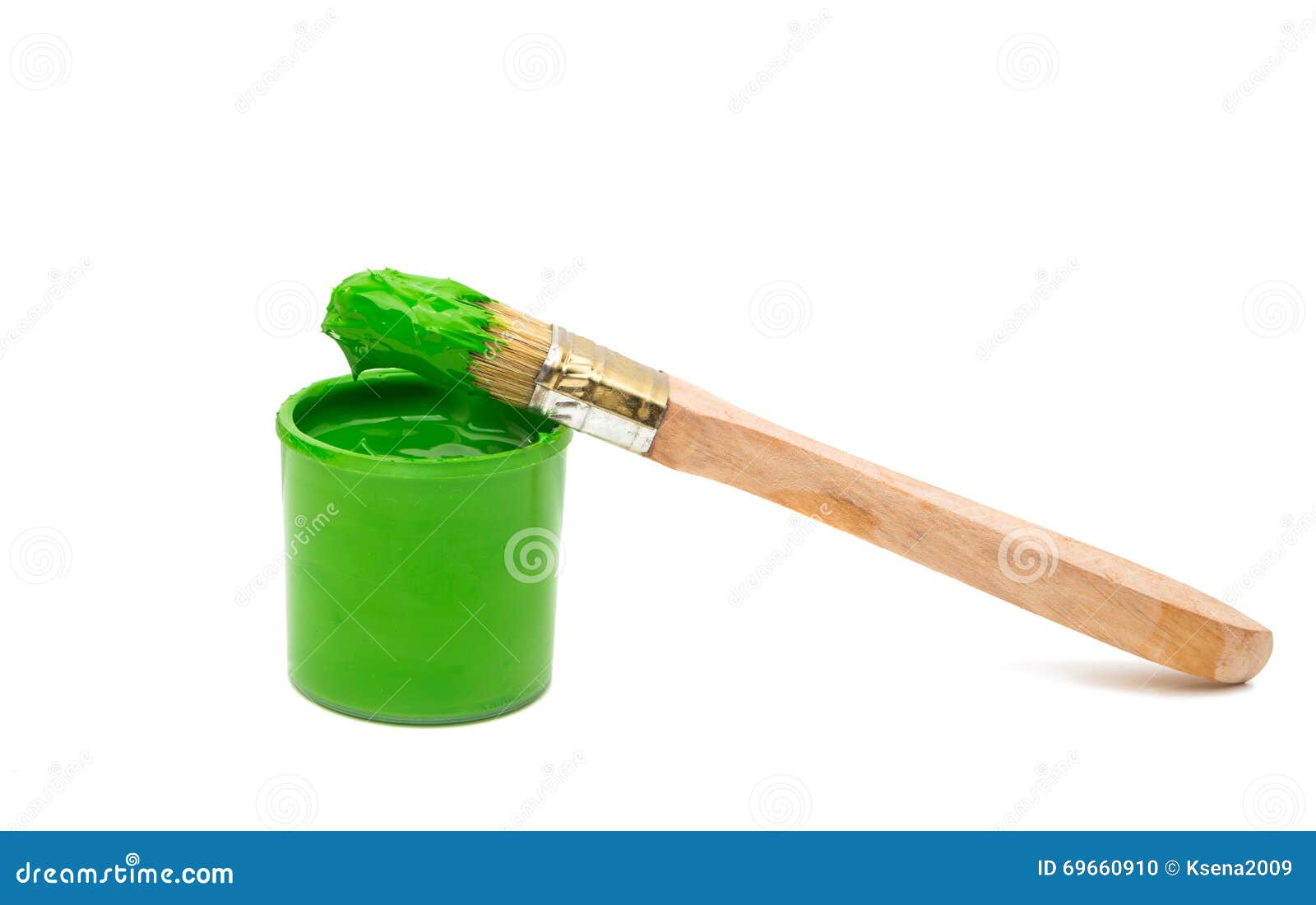 Brush with Green Paint Isolated Stock Photo Image of design, artist