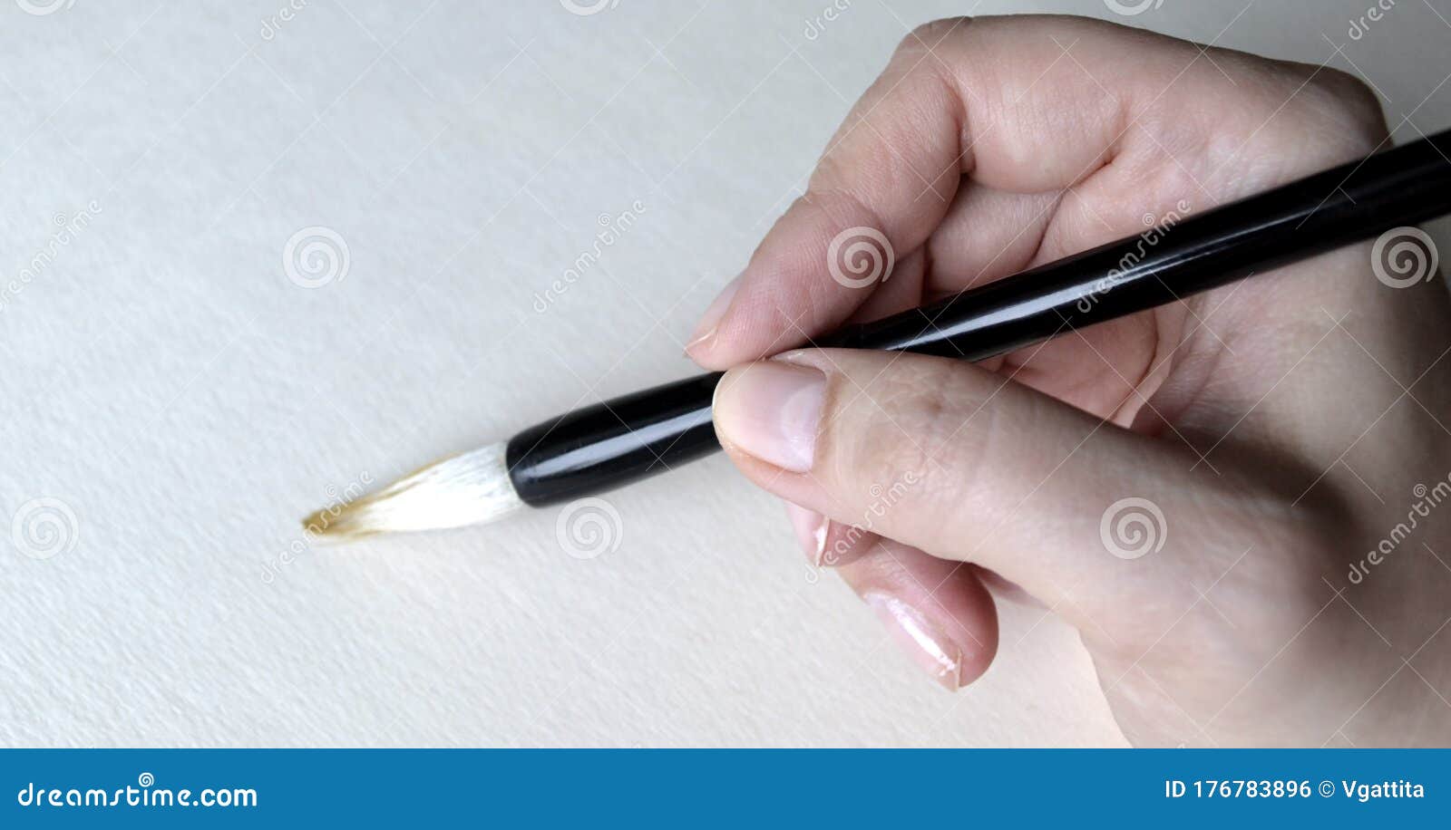 Brush in Hand for Drawing on White Stock Photo Image of brush