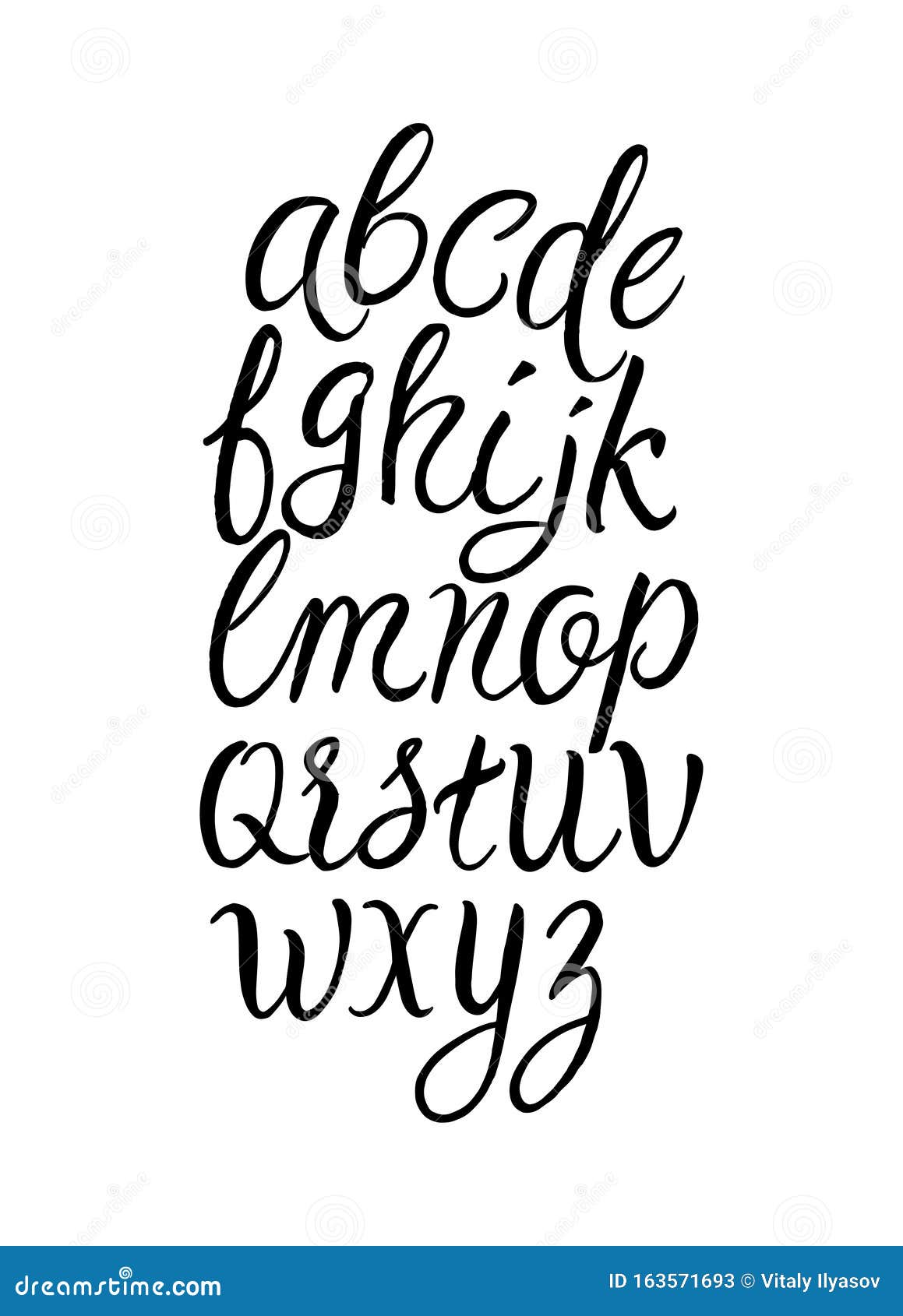 Brush Hand Lettering Alphabet. Modern Calligraphy, Handwritten Letters ...