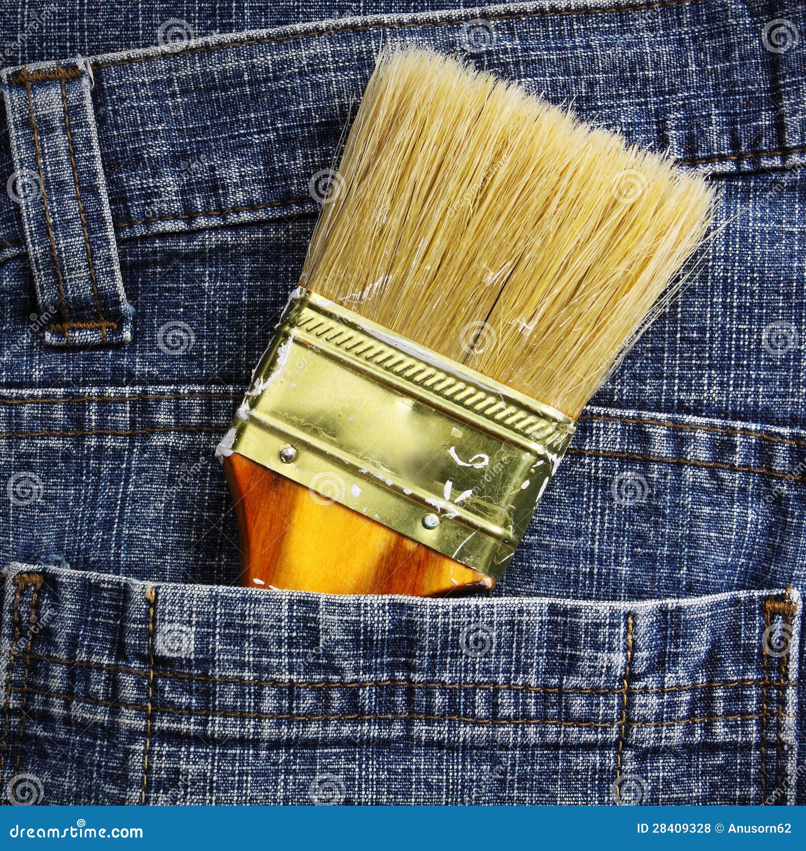 Brush in the jean s pocket stock photo. Image of bags 28409328