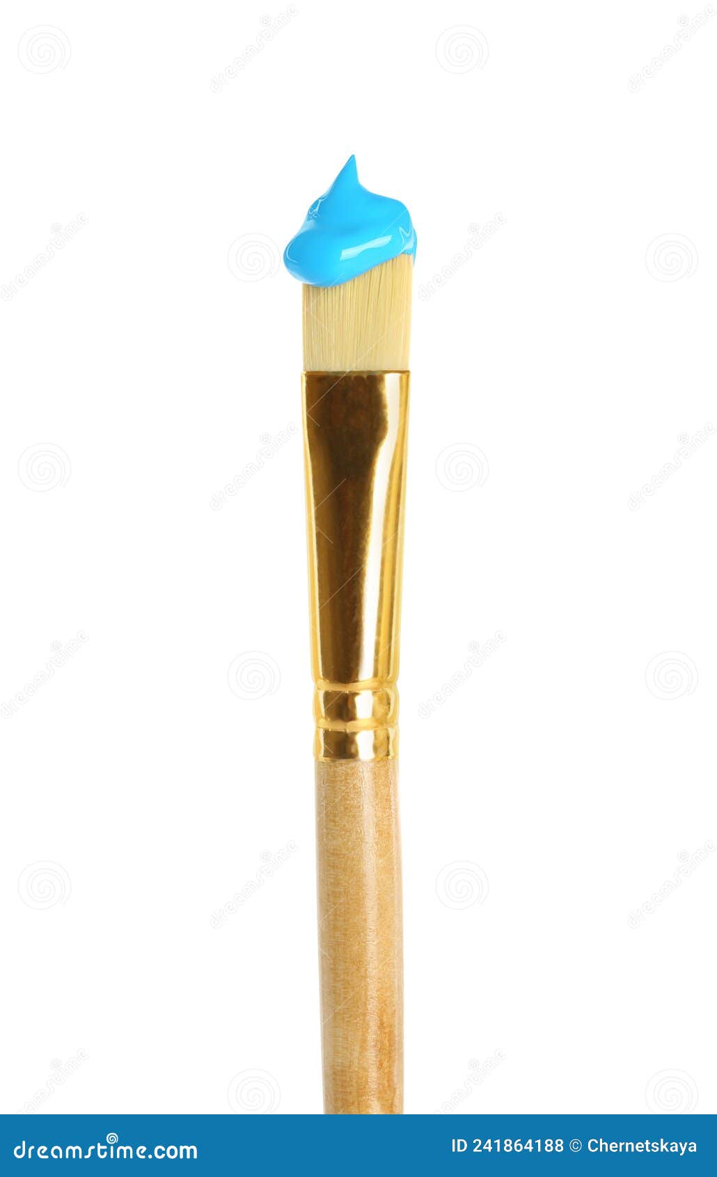 Brush with Light Blue Paint Isolated on White Stock Photo - Image of