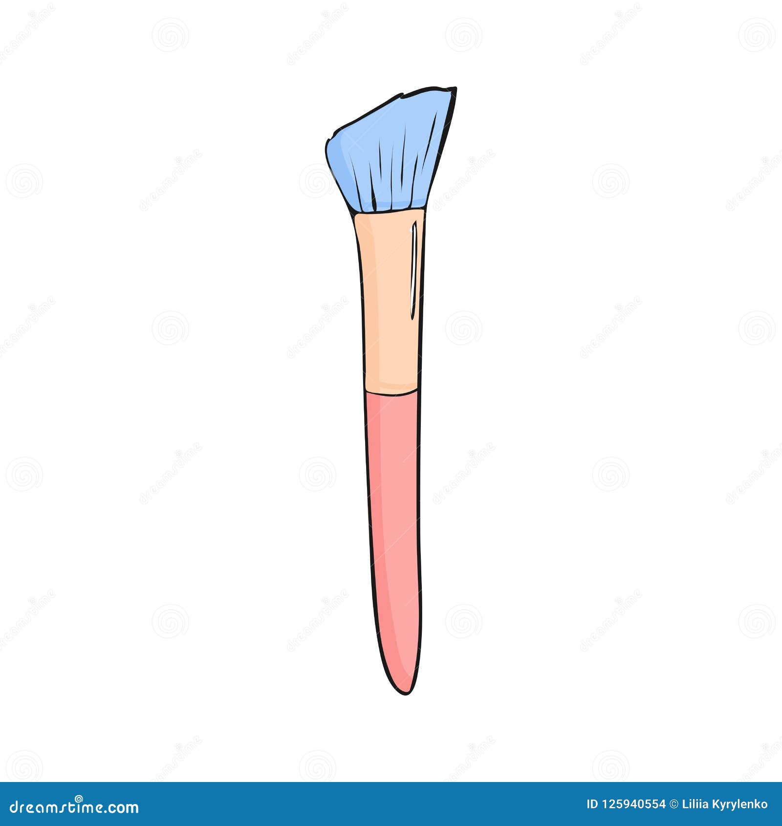 Brush for Make Up. Beauty Icon in Cartoon Style on White Background. Makeup  Symbol Illustration. Stock Illustration - Illustration of care, fashion:  125940554