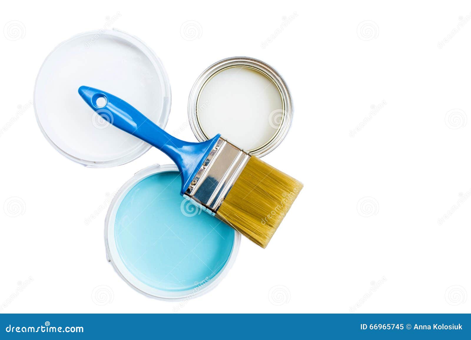 Brush and Paint in Banks on a White Background Stock Image Image of