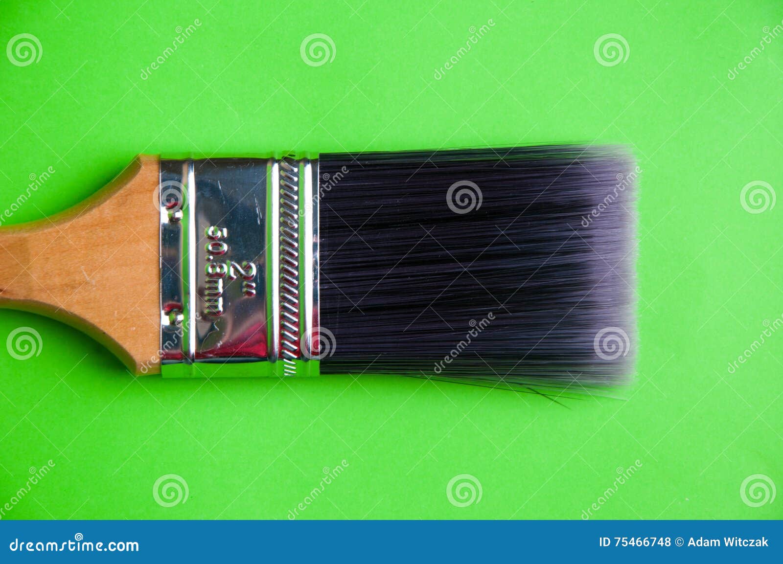Brush and Paint on a Green Background Stock Photo Image of hardware