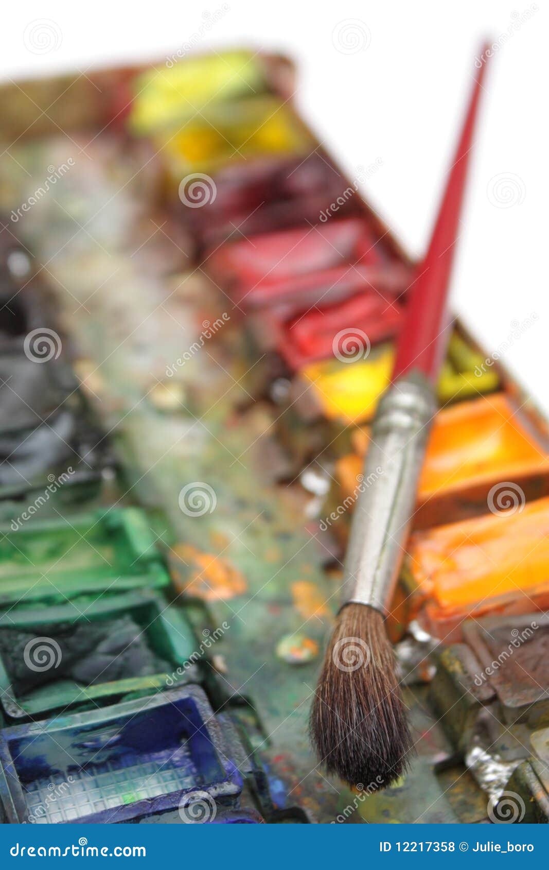 Brush and paintbox stock photo. Image of imagination 12217358