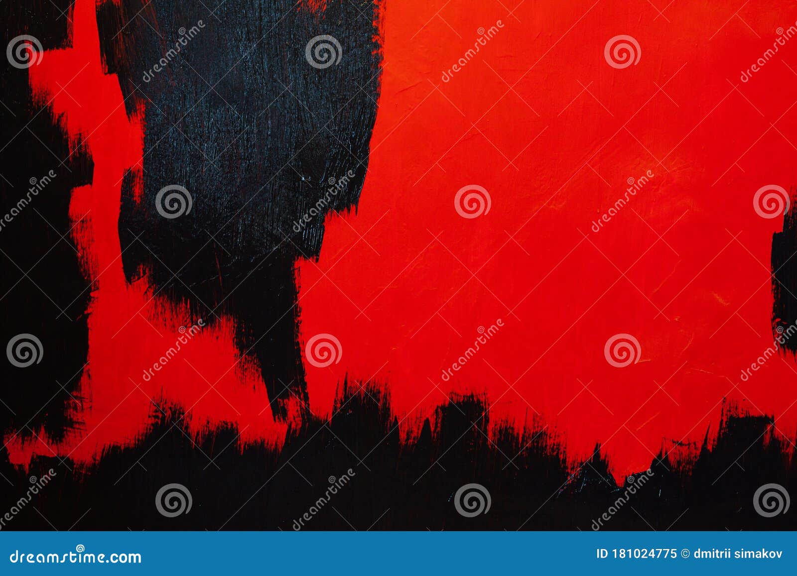 Brush Painted Black Red Wall Background Structure Stock Image - Image