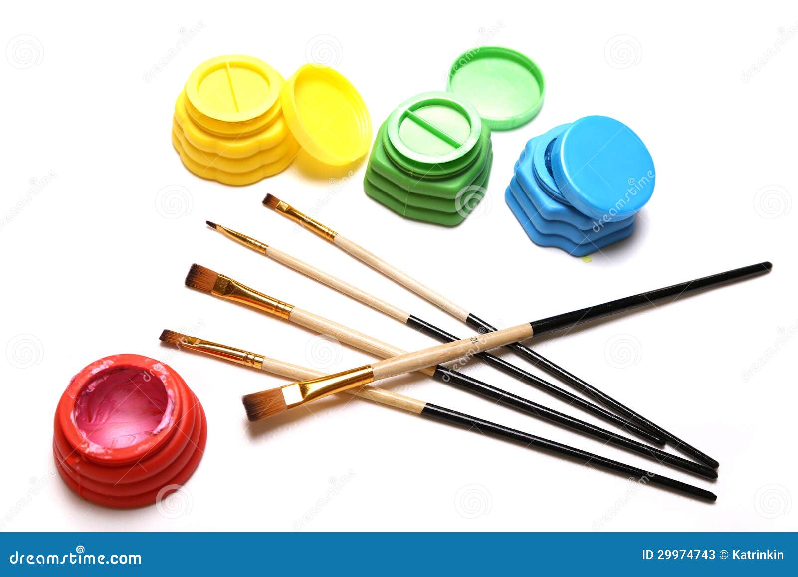 Brushes and paints stock image. Image of green, colors - 29974743
