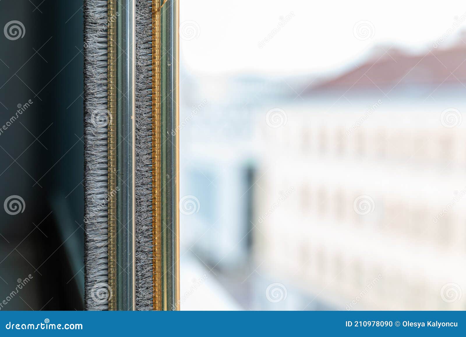 brush seal for sliding windows close-up with text space