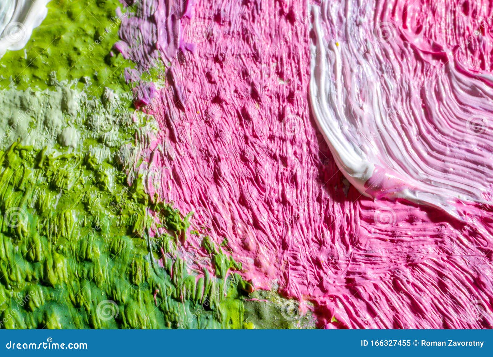 Brush Strokes of Colorful Oil Paints on Canvas Macro Stock Illustration