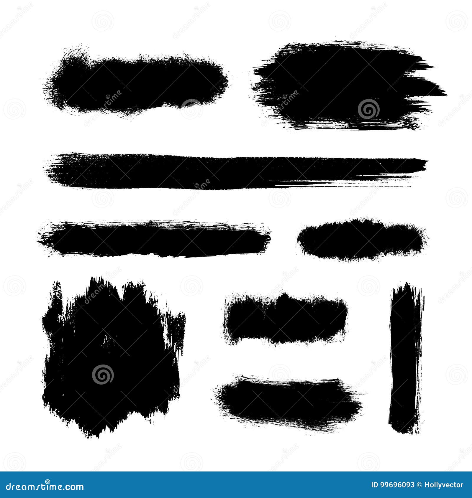brush strokes set, black hand paint streaks