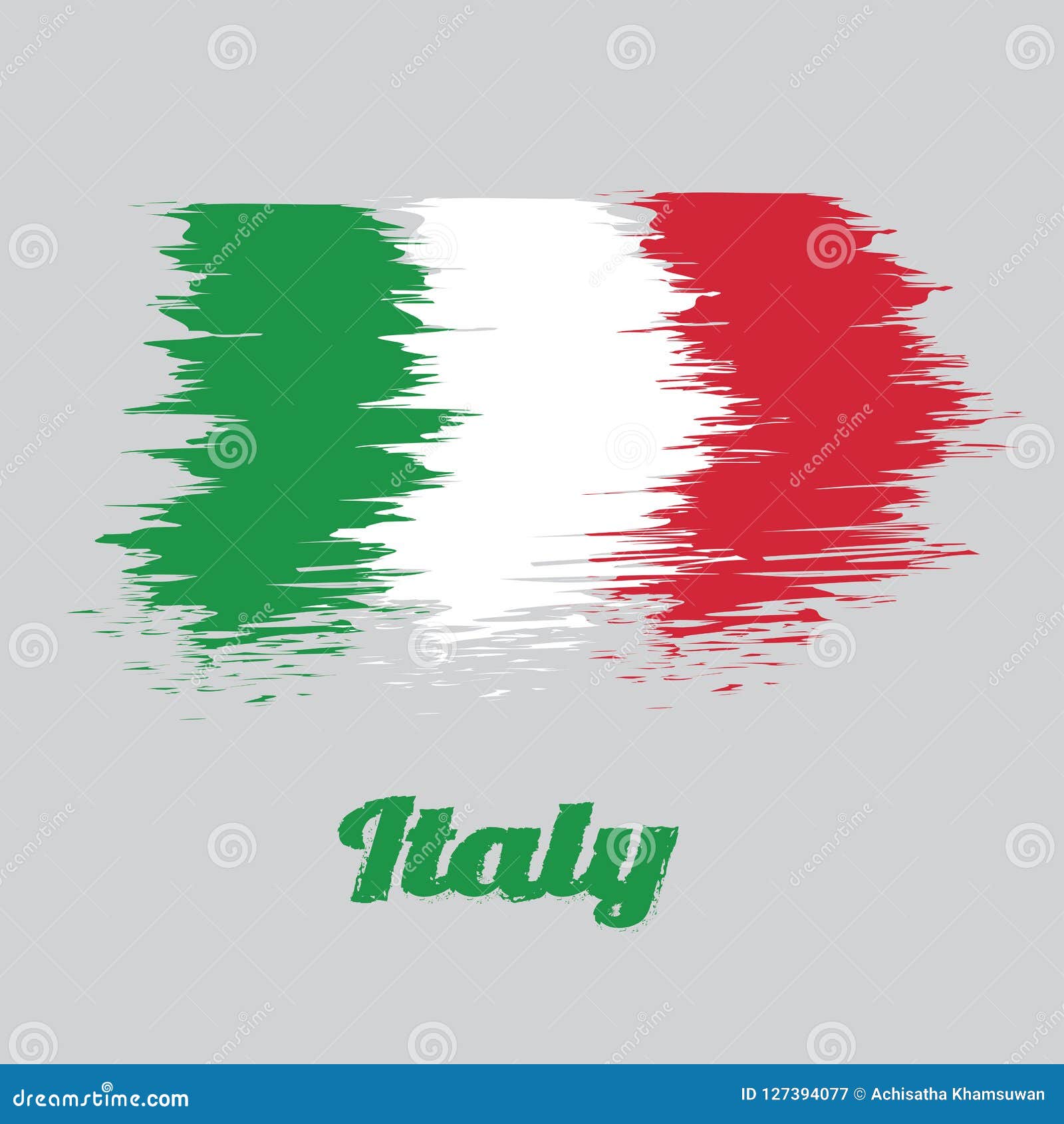 Brush Style Color Flag of Italy, Green White and Red Color. with Text ...