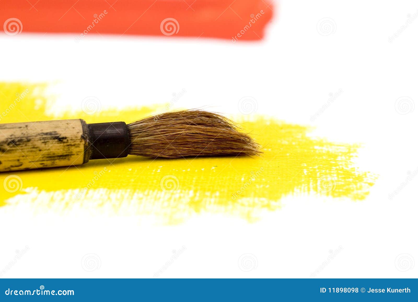 Brush on Yellow Paint stock photo. Image of acrylic, texture 11898098