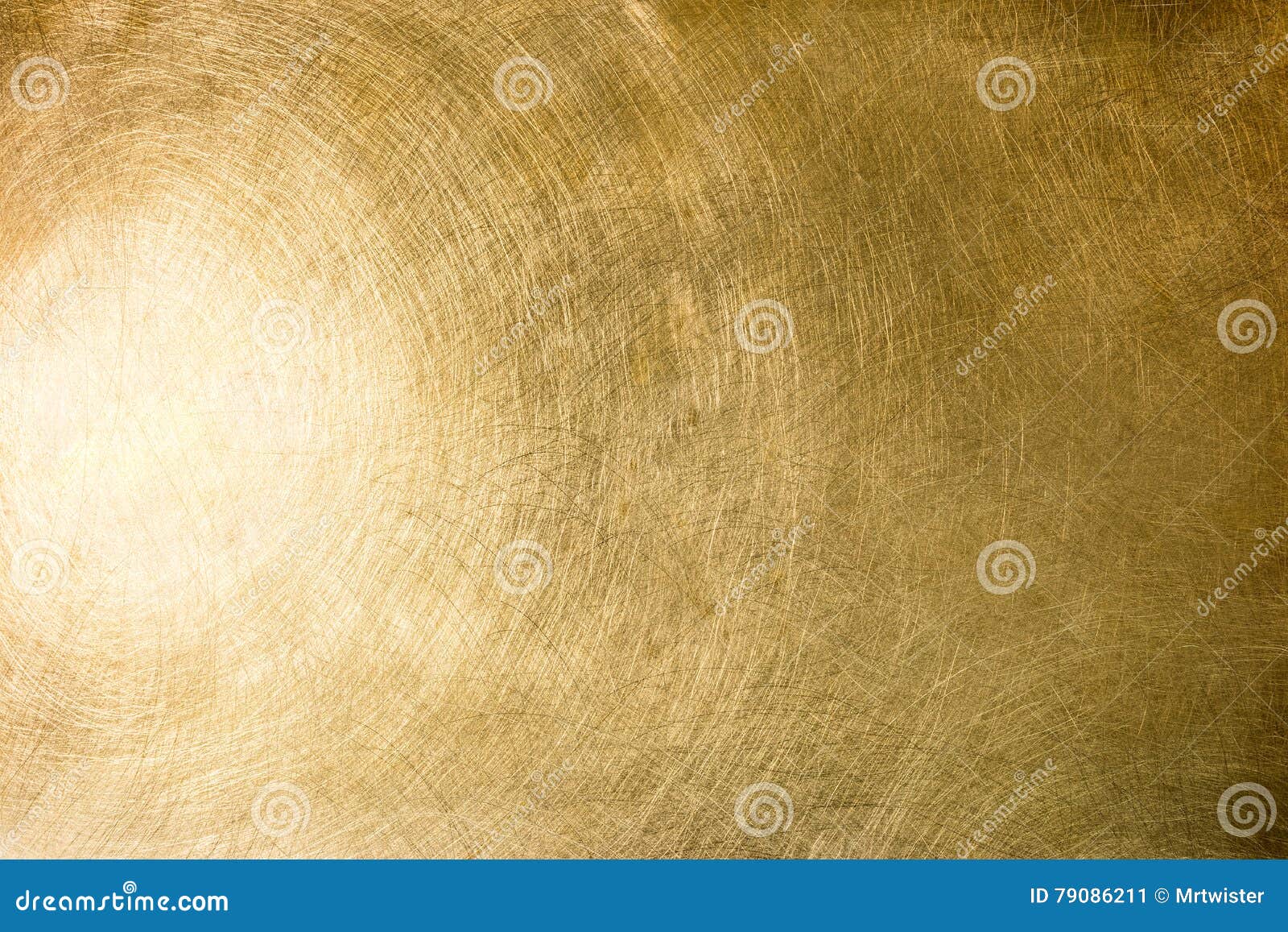 Brushed Brass Plate with Multiple Scratches and Light Reflection Stock