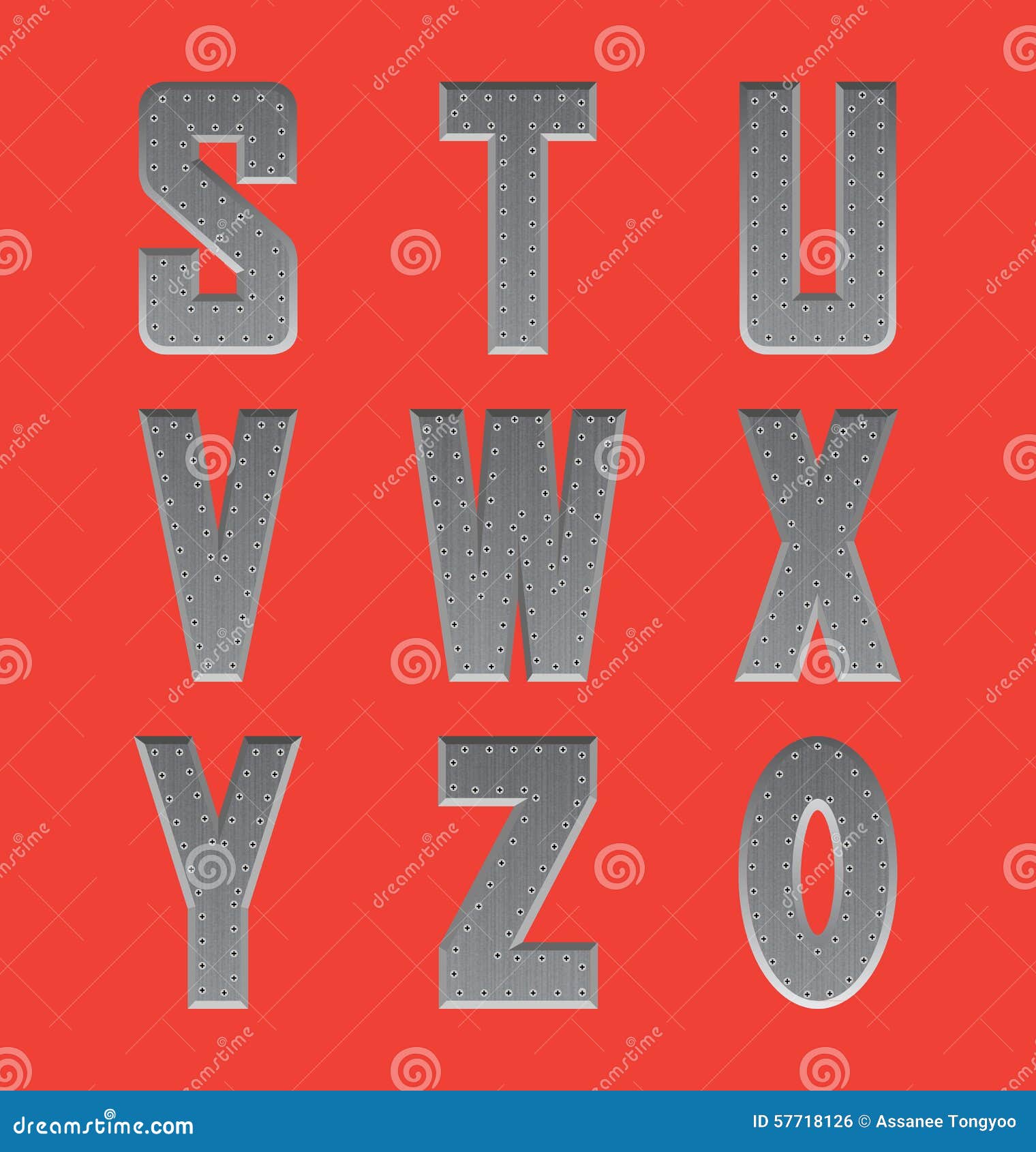 Brushed Metal Font Series 3 Stock Vector Illustration of font