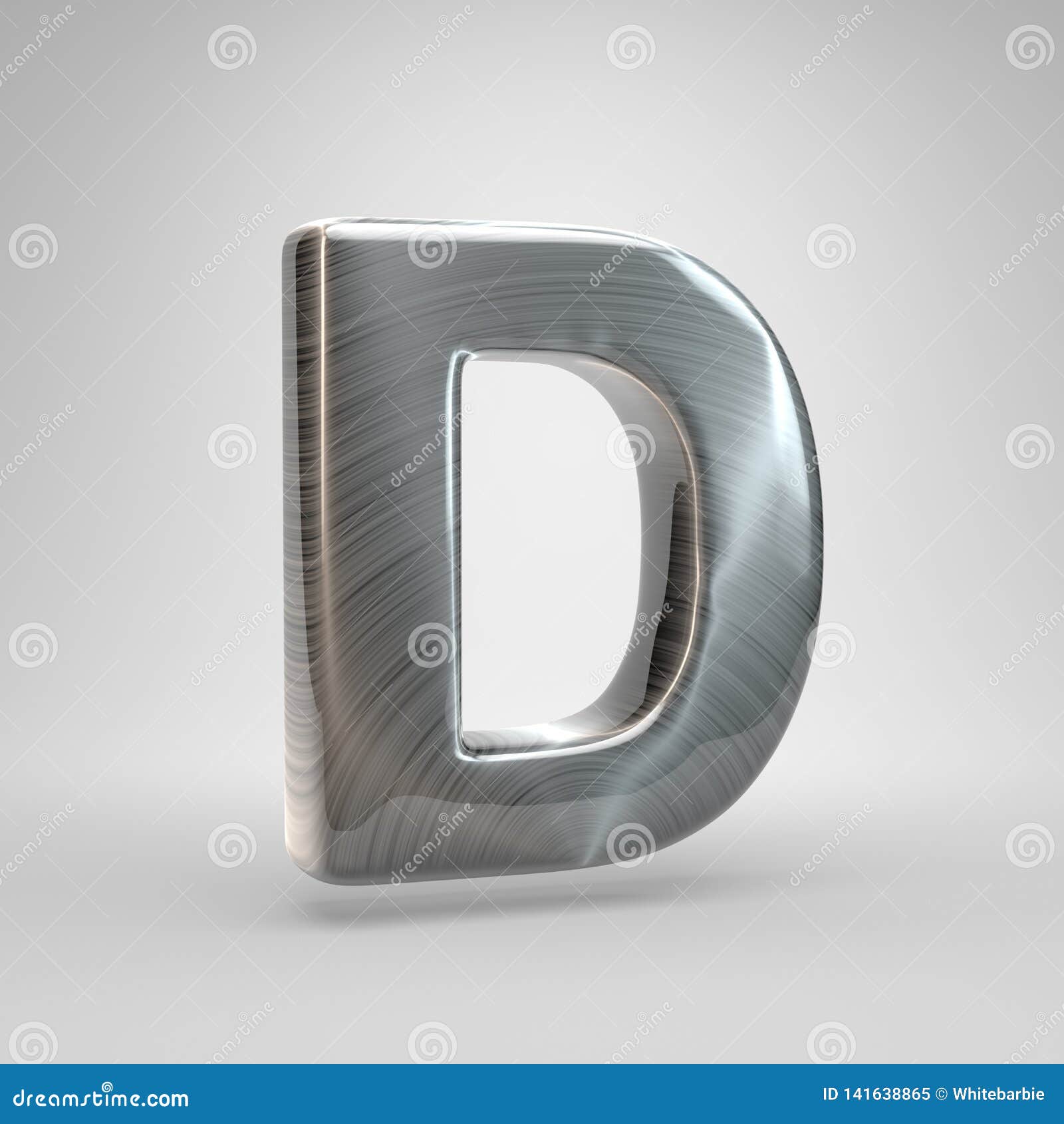 Brushed Metal Letter D Uppercase. 3D Render Shiny Metal Font Isolated ...