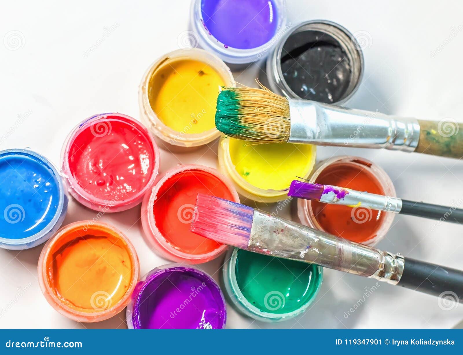 Brushes of the Artist and Paint. Workplace of the Creator Stock Image