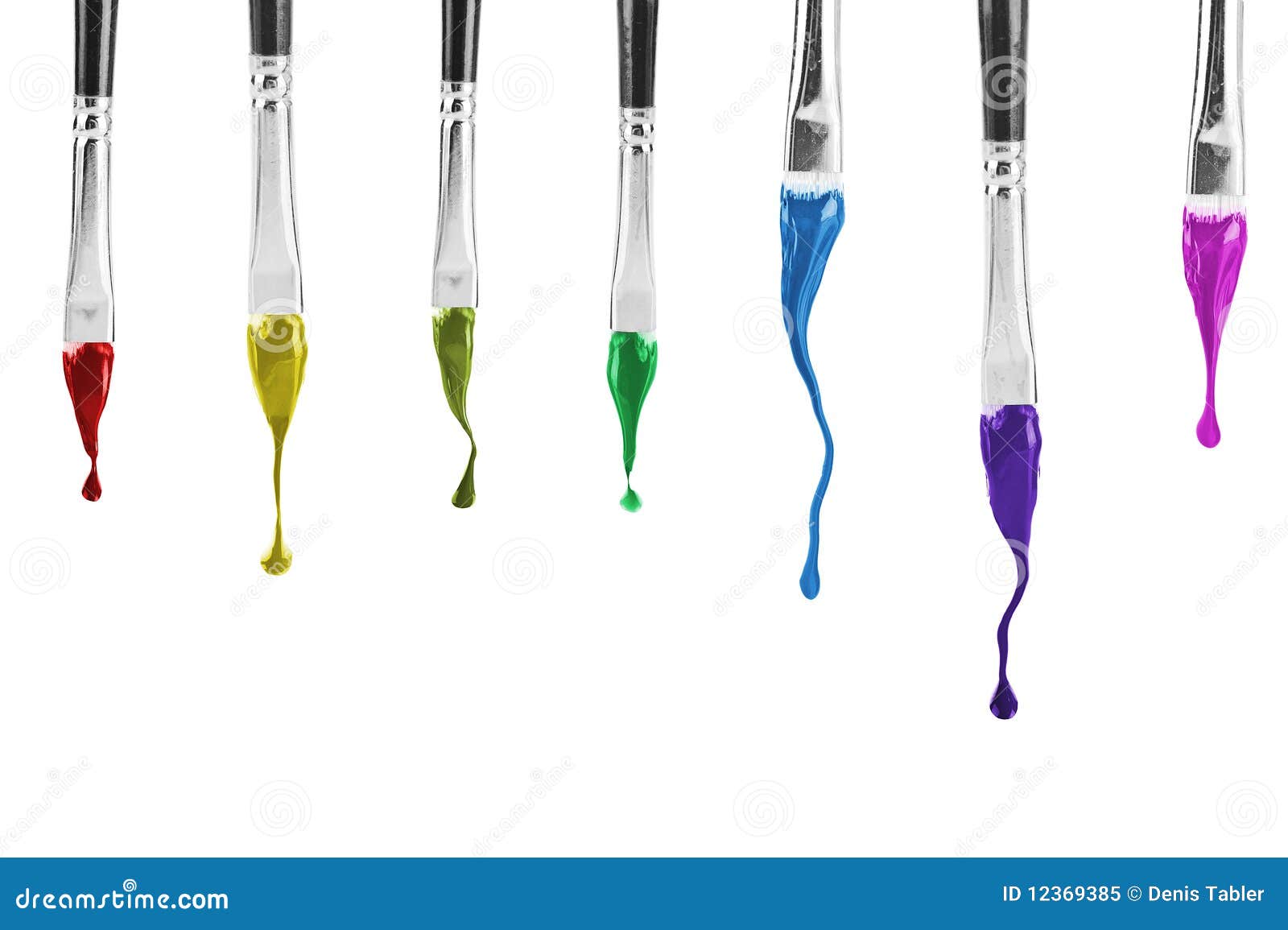Brushes with paint drop stock image. Image of painter 12369385