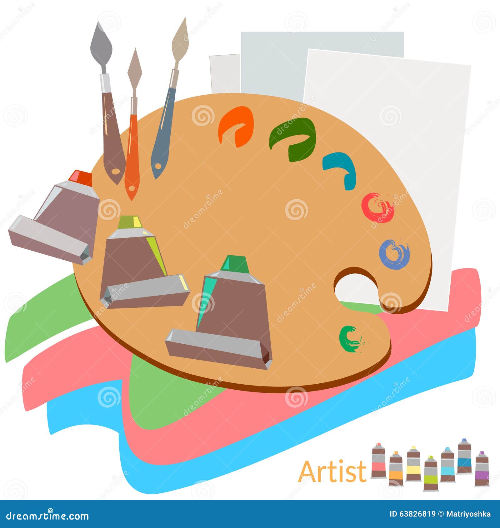 Brushes and Paints Instruments Stock Vector - Illustration of canvas ...