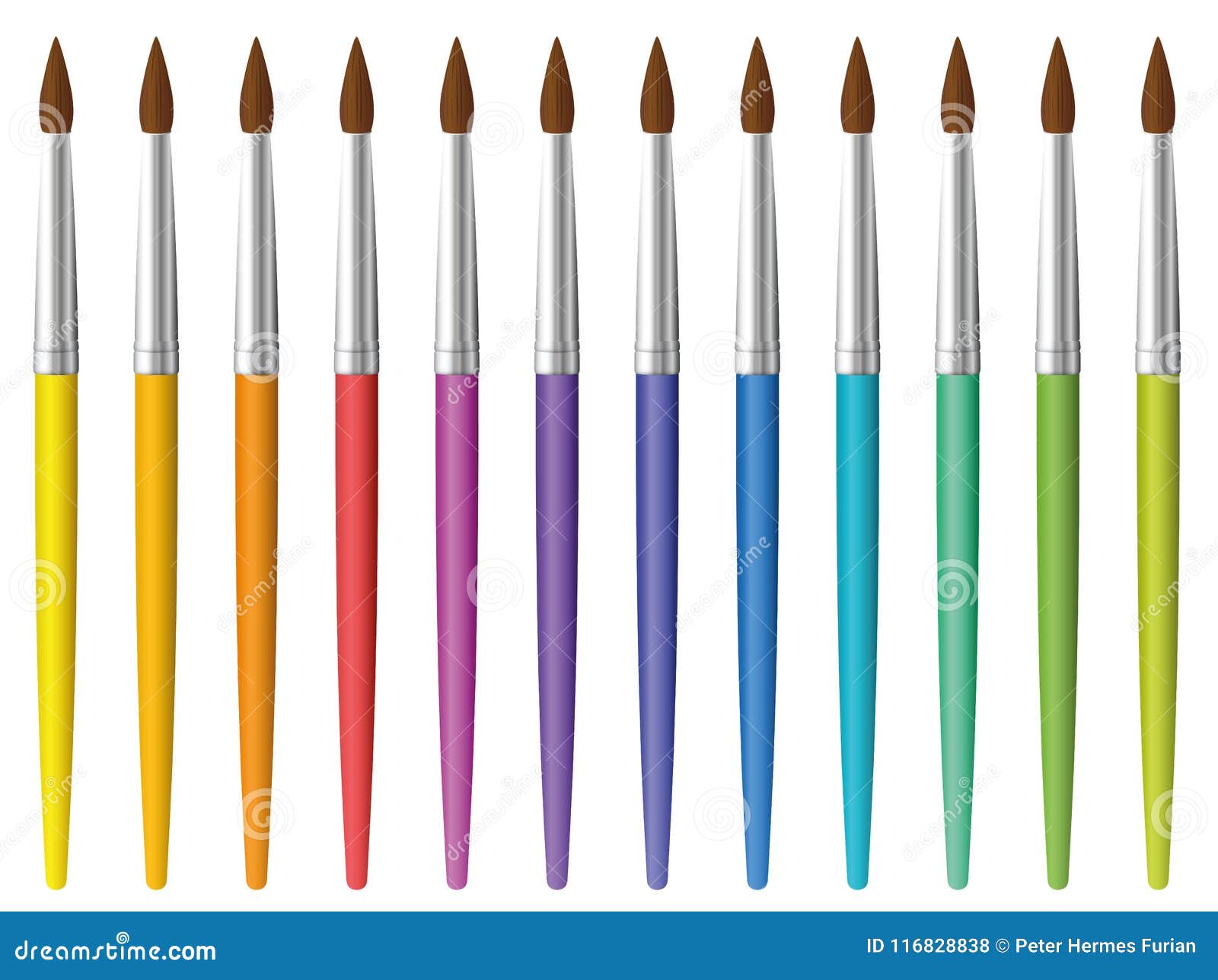 Brushes Rainbow Colored Paint Set Stock Vector Illustration of