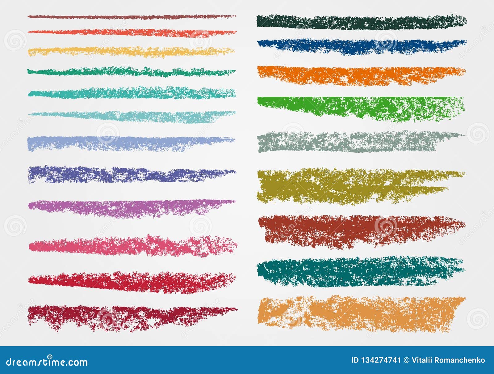 Chalk and Charcoal. a Set of Colors Vector Brushstrokes. Grunge Texture