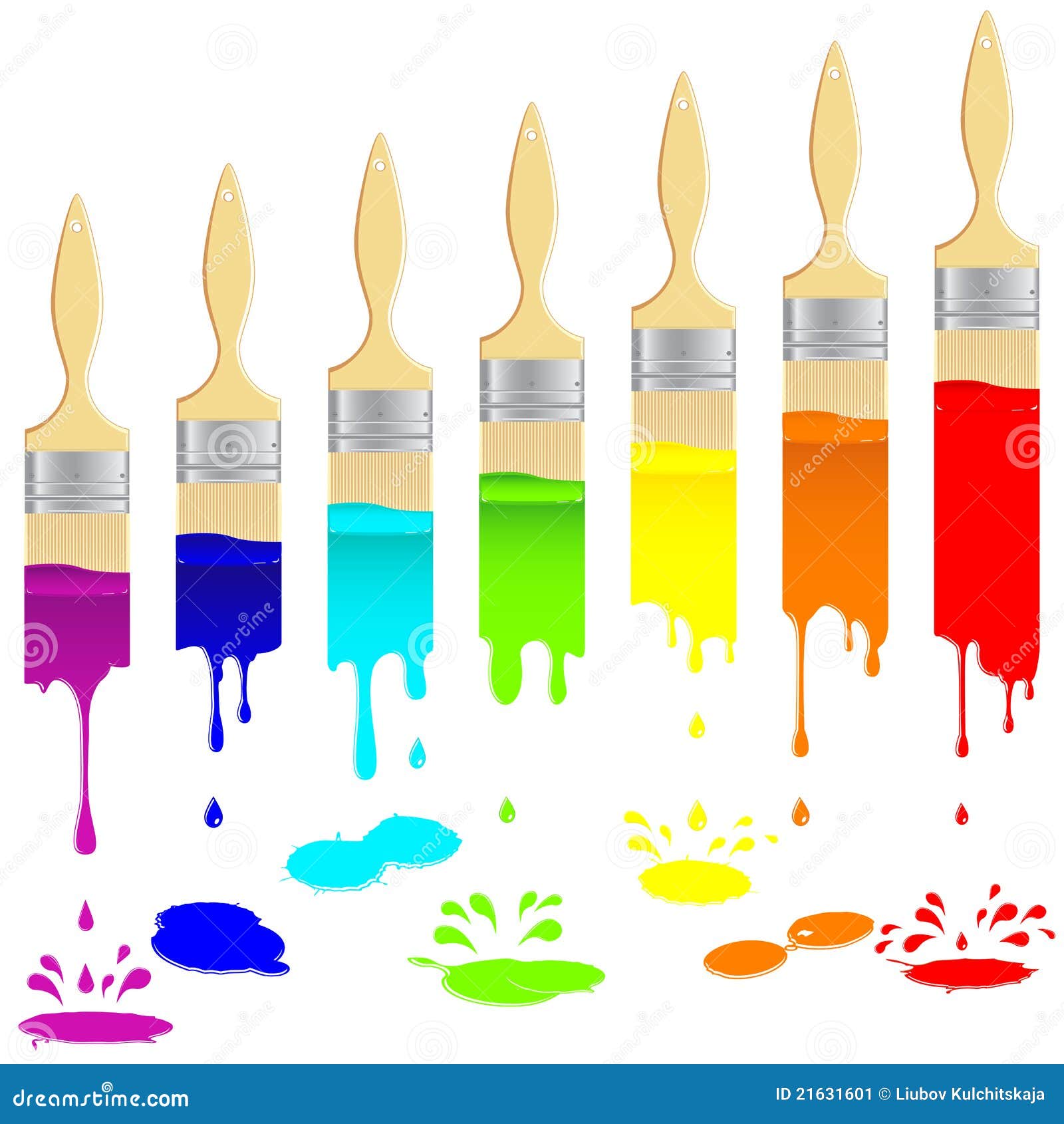 Brushes and Vertical Trail of Paint. Stock Vector Illustration of