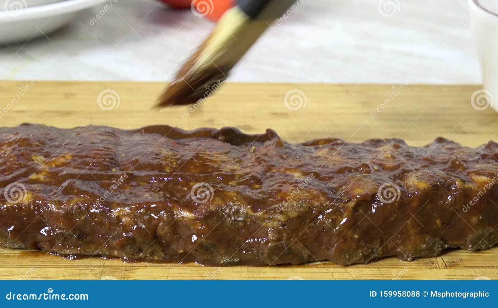 Brushing BBQ Sauce on Beef Ribs Stock Footage Video of beef, brush