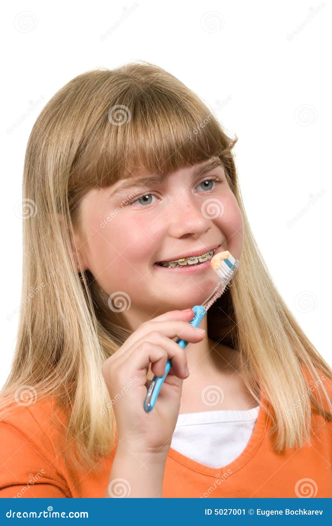 Brushing braces stock image. Image of person, child, cheerful 5027001
