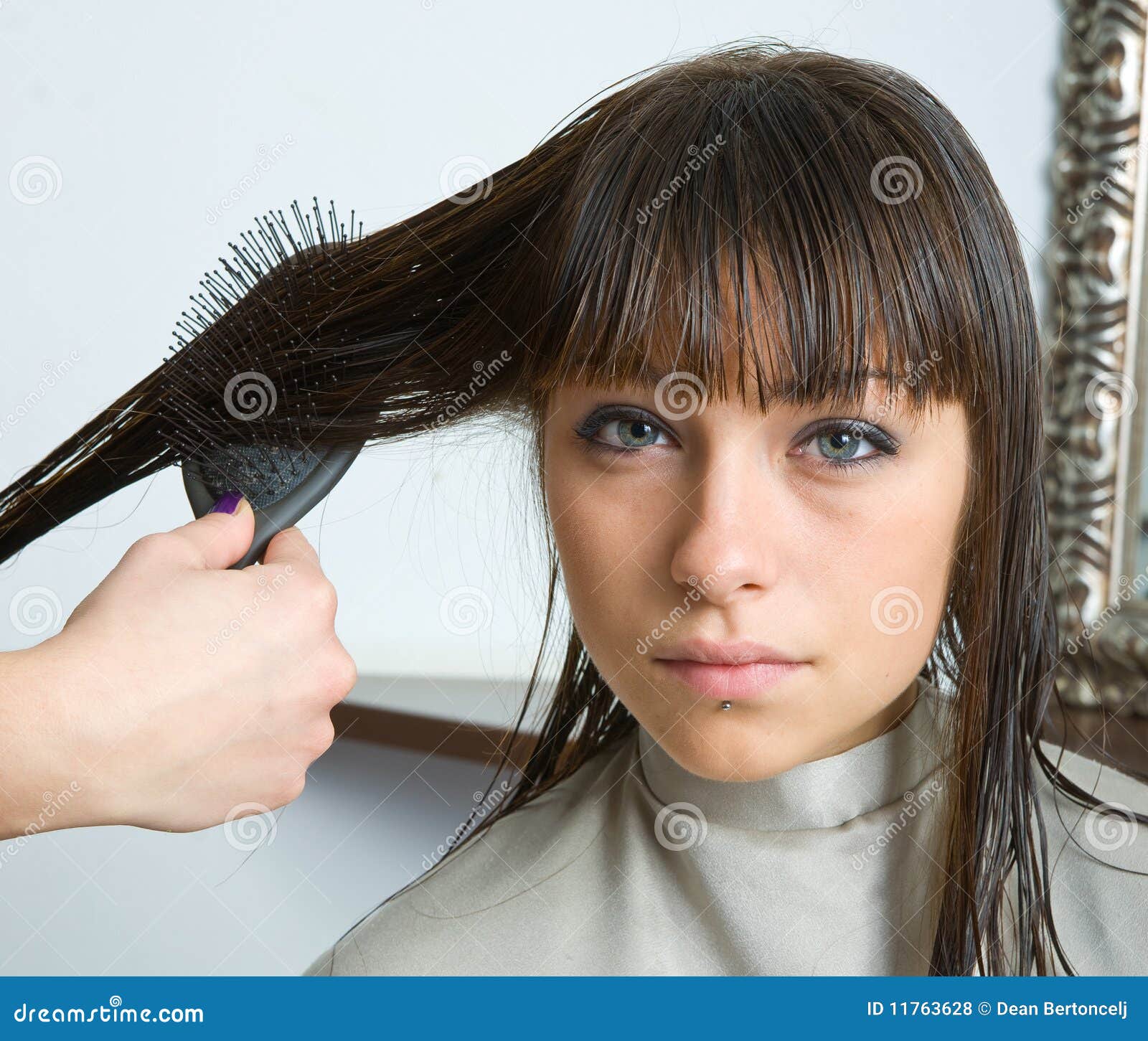 Brushing hair stock photo. Image of fashion, curler, occupation 11763628
