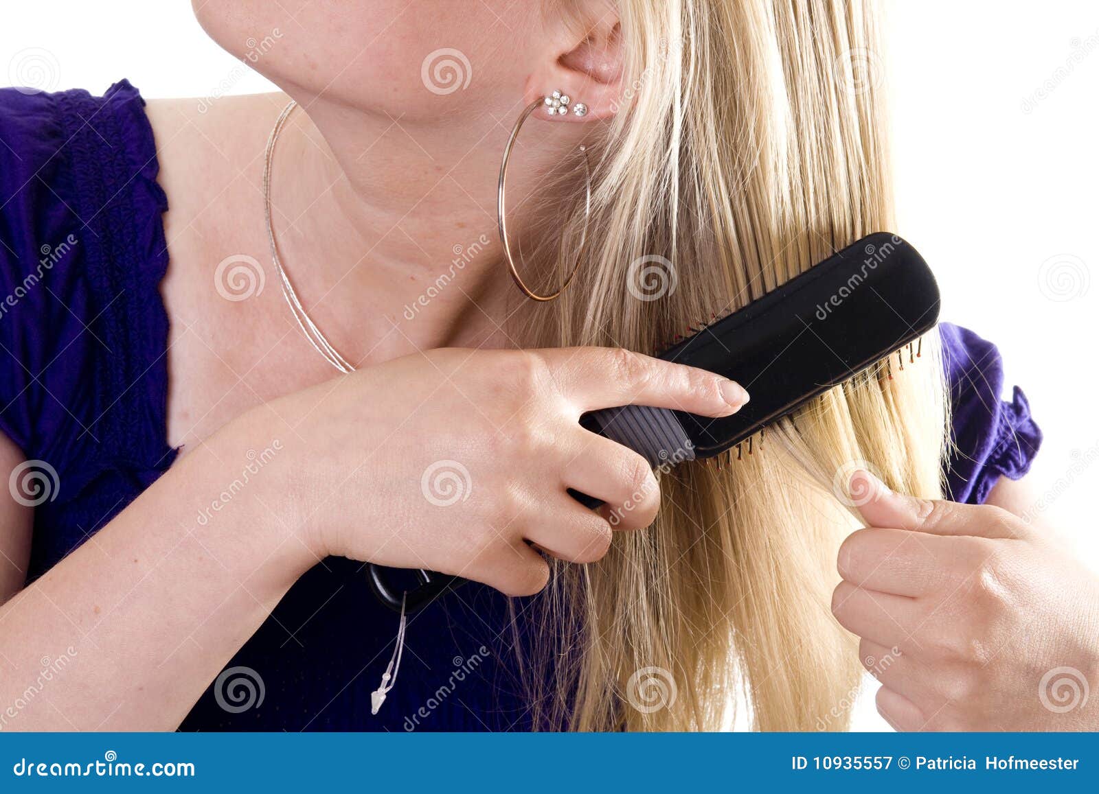 Brushing her hair stock image. Image of vertical, cheerful 10935557
