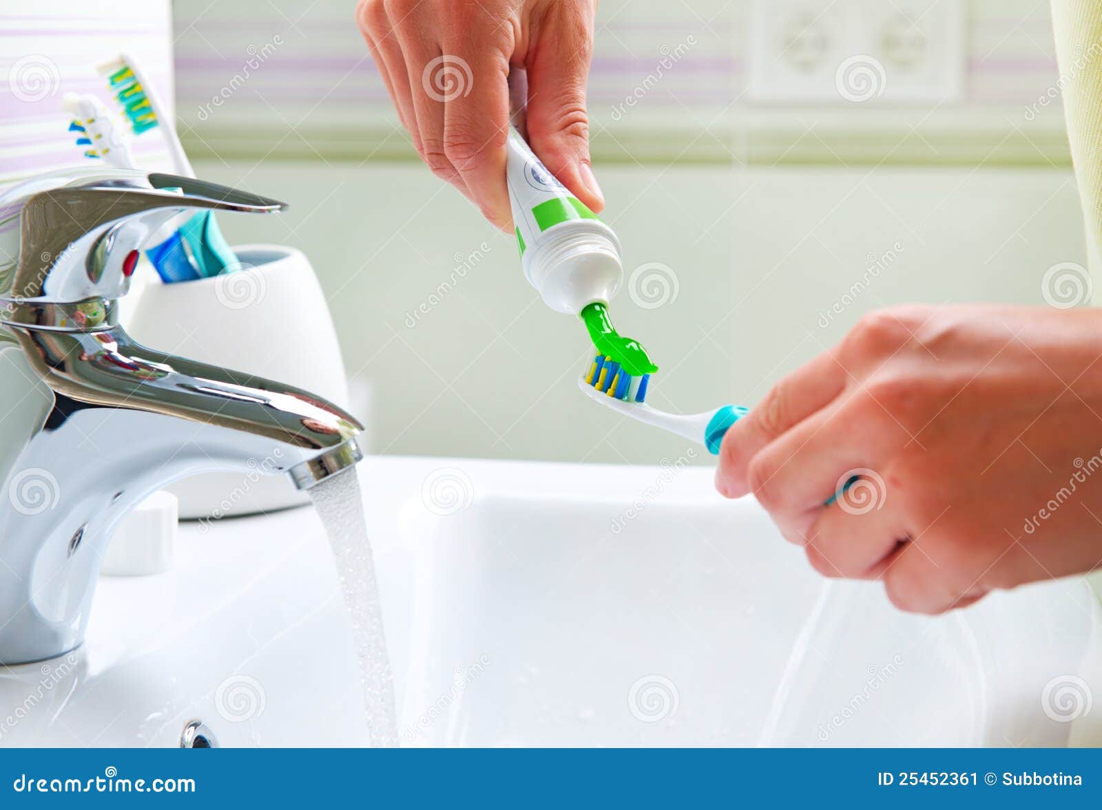 brushing teeth. bathroom