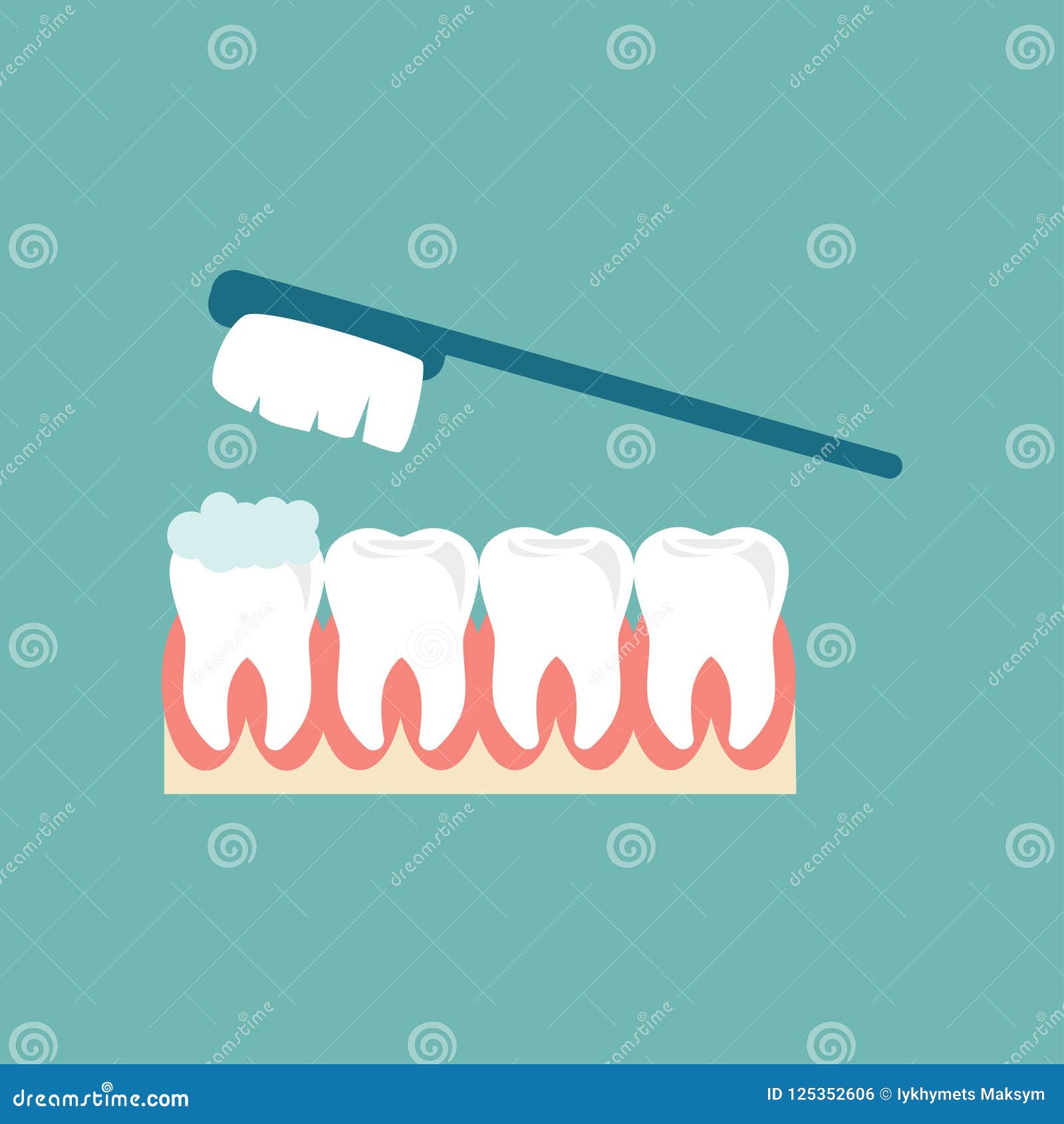 Brushing Teeth. Dental Care Concept. Toothpaste Bubbles Foam. Vector