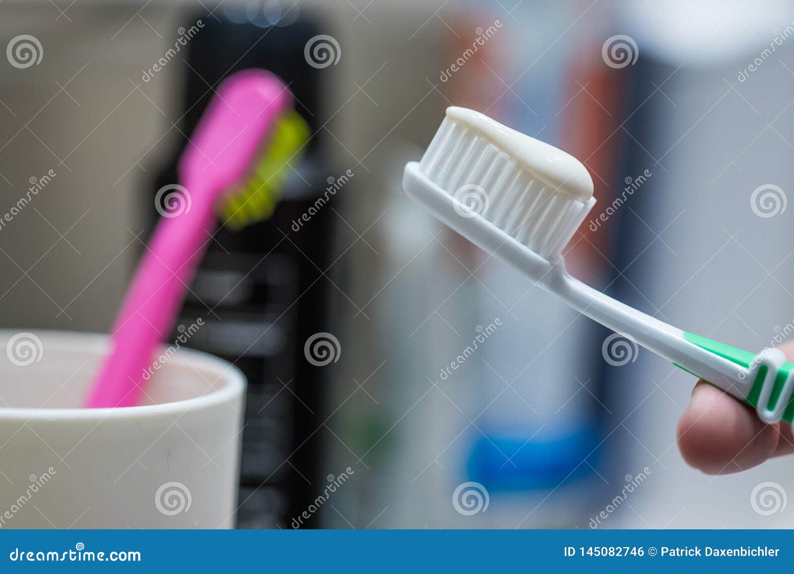 Brushing the Teeth Toothbrush in the Bathroom Stock Photo Image of