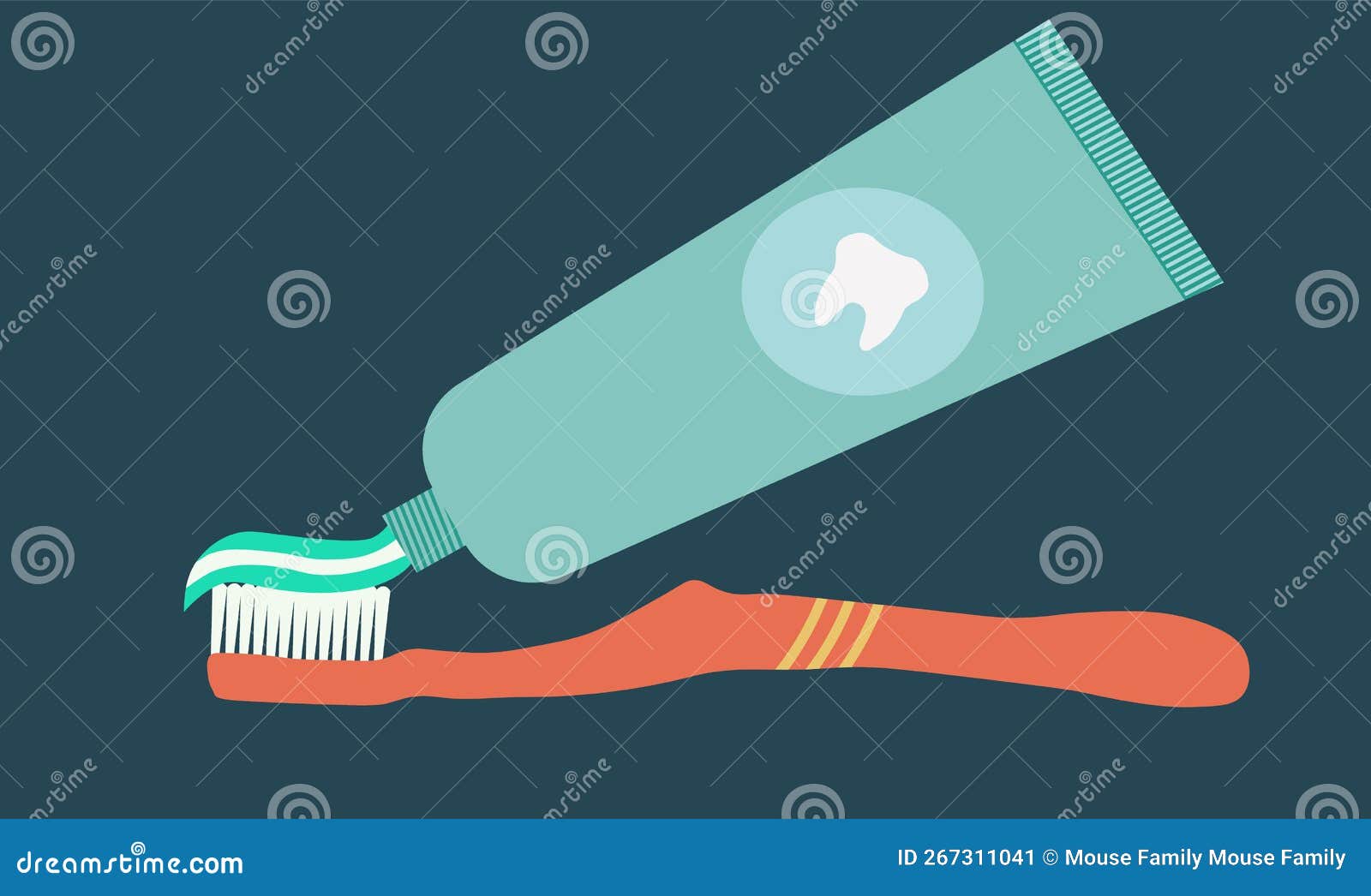 Brushing Teeth. Toothbrush and Toothpaste on Dark Blue Background Stock