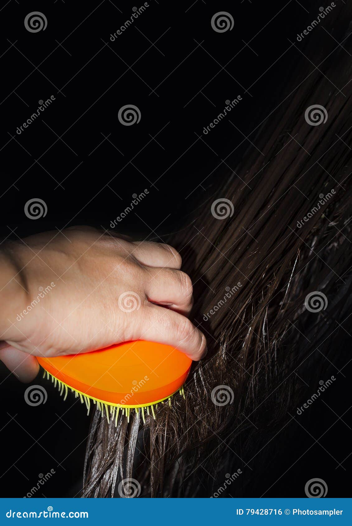 Brushing the wet hair stock photo. Image of hairstyle 79428716