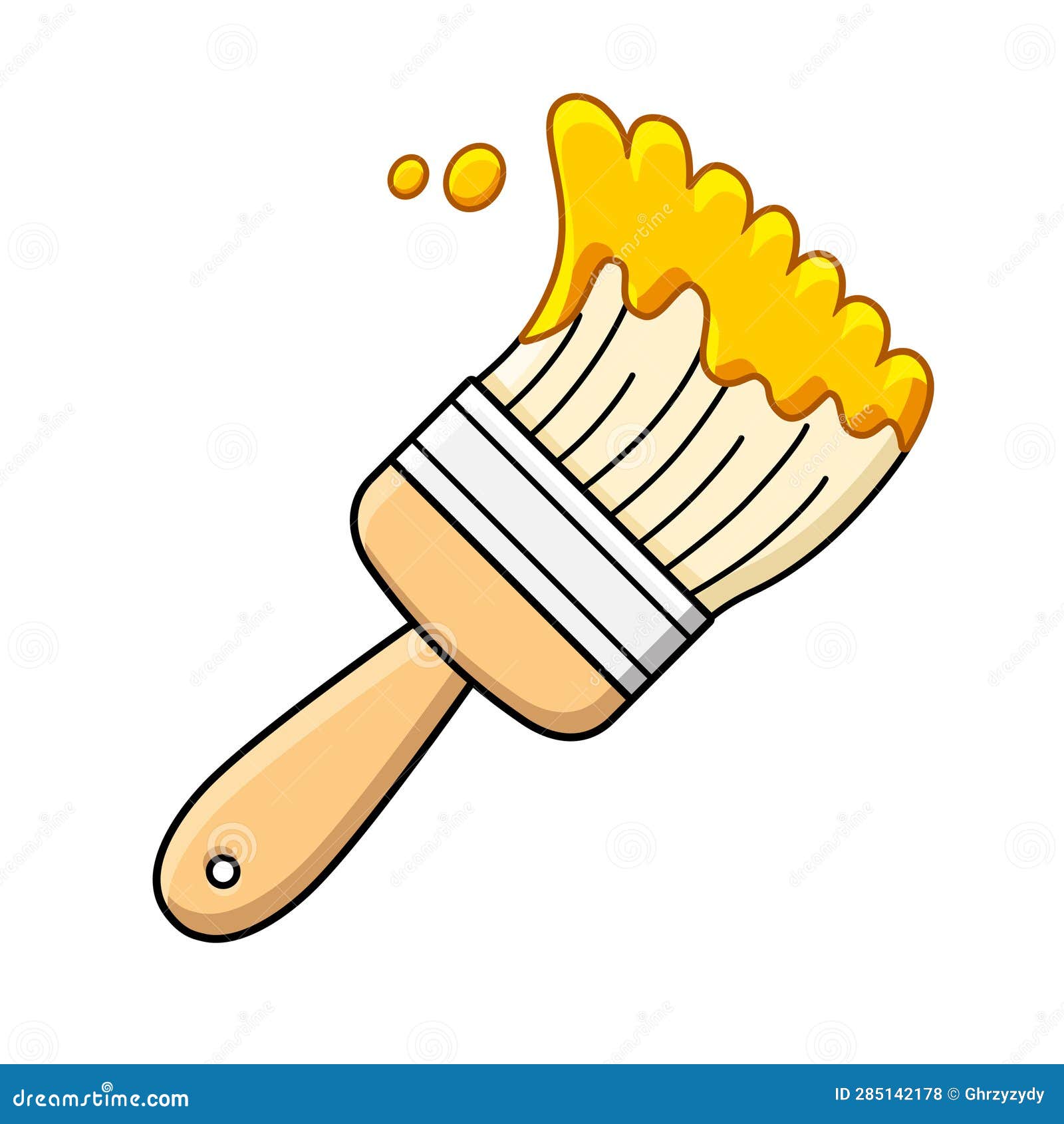 Yellow paintbrush isolated stock vector. Illustration of paintbrush