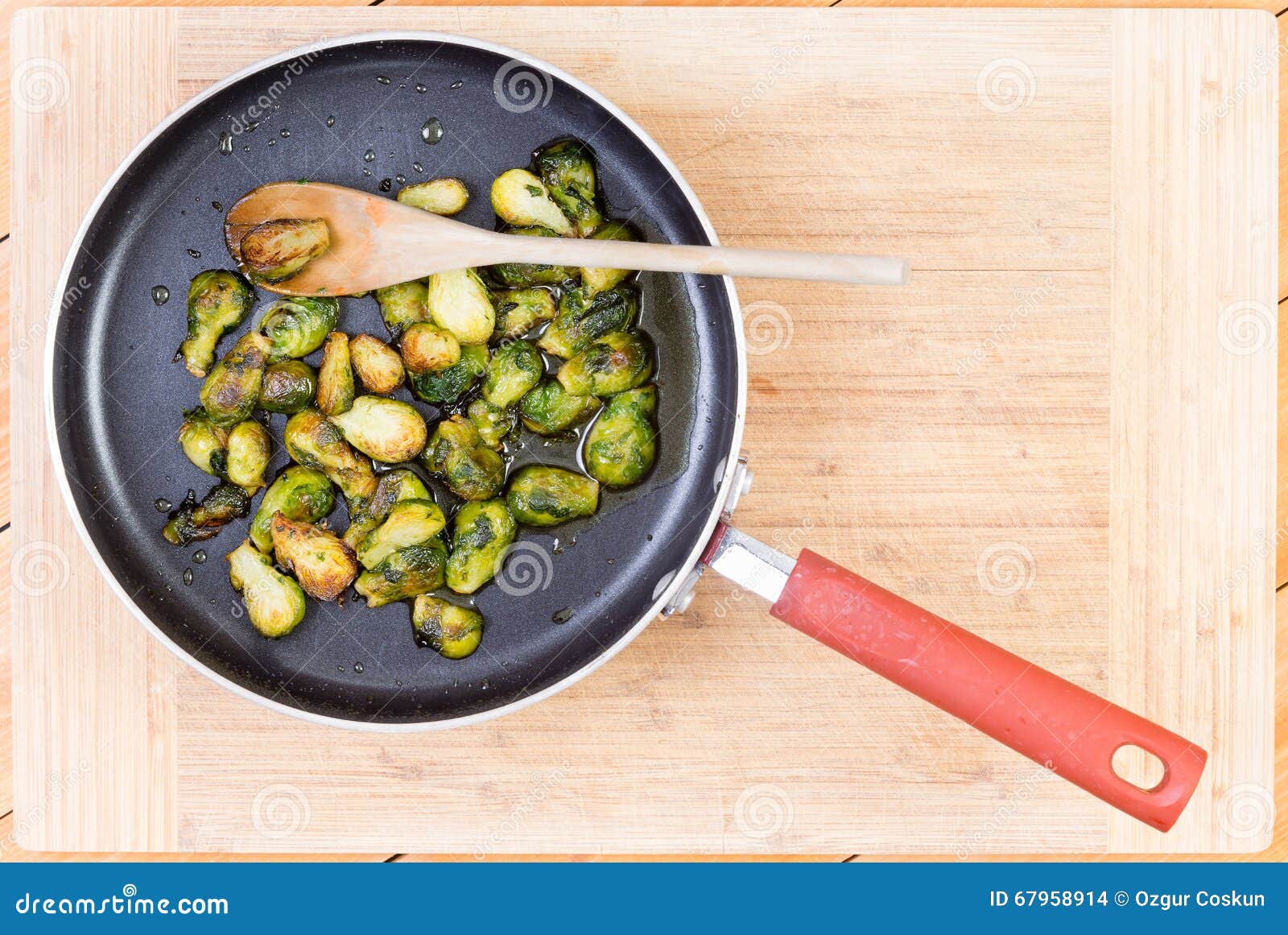 brussel sprouts cooked in non-stick pan