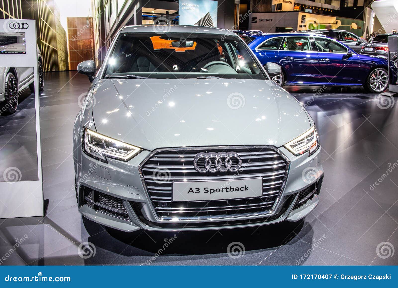 Audi A3 Sportback 30 TFSI Brussels Motor Show, Third Generation, Typ 8V, Produced by Audi AG Editorial Photography - Image of autoshow,